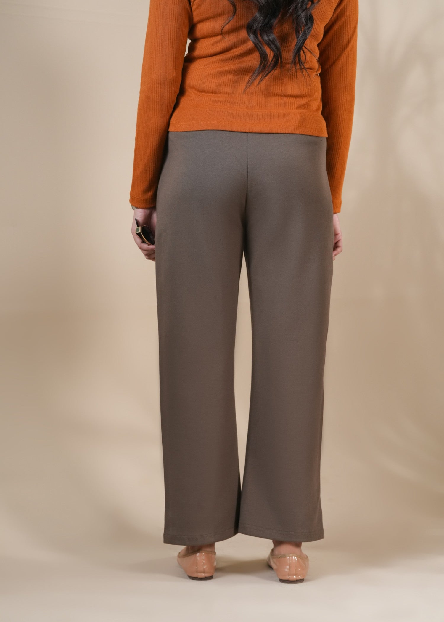 interlock knit Pants in Mocha brown