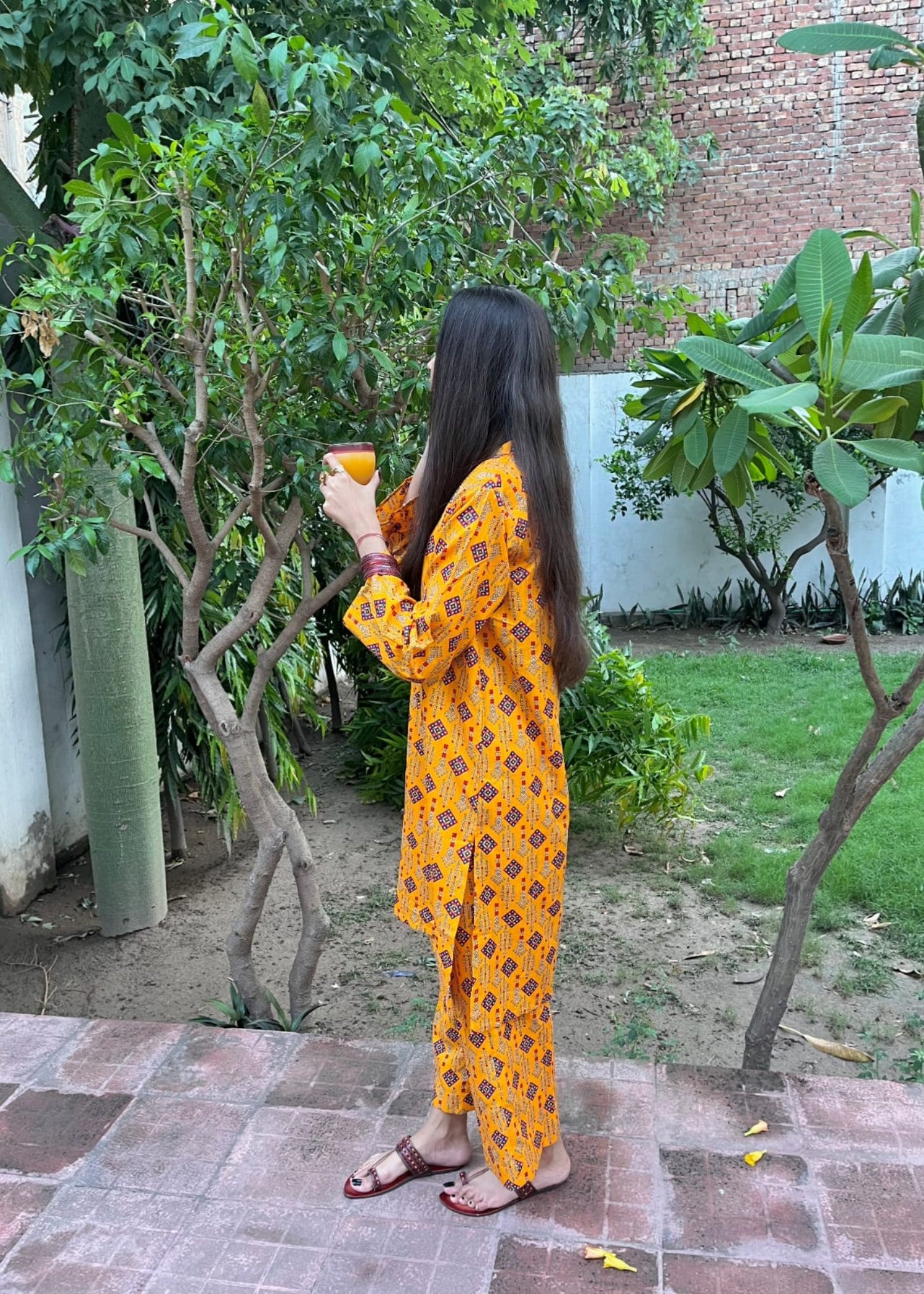leno kara cotton Co Ord Sets in Sunflower