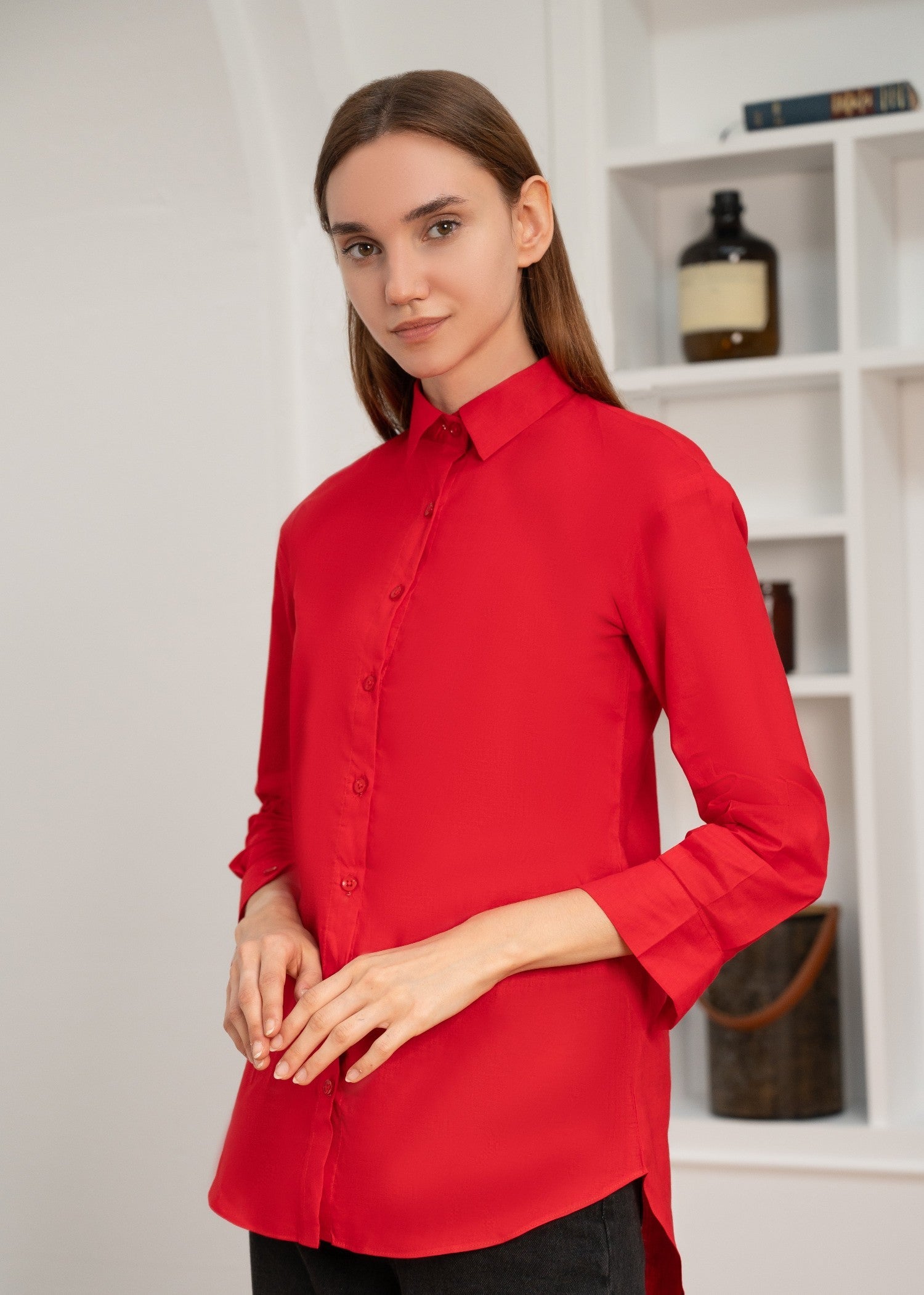 cotton Formal Shirt in Red