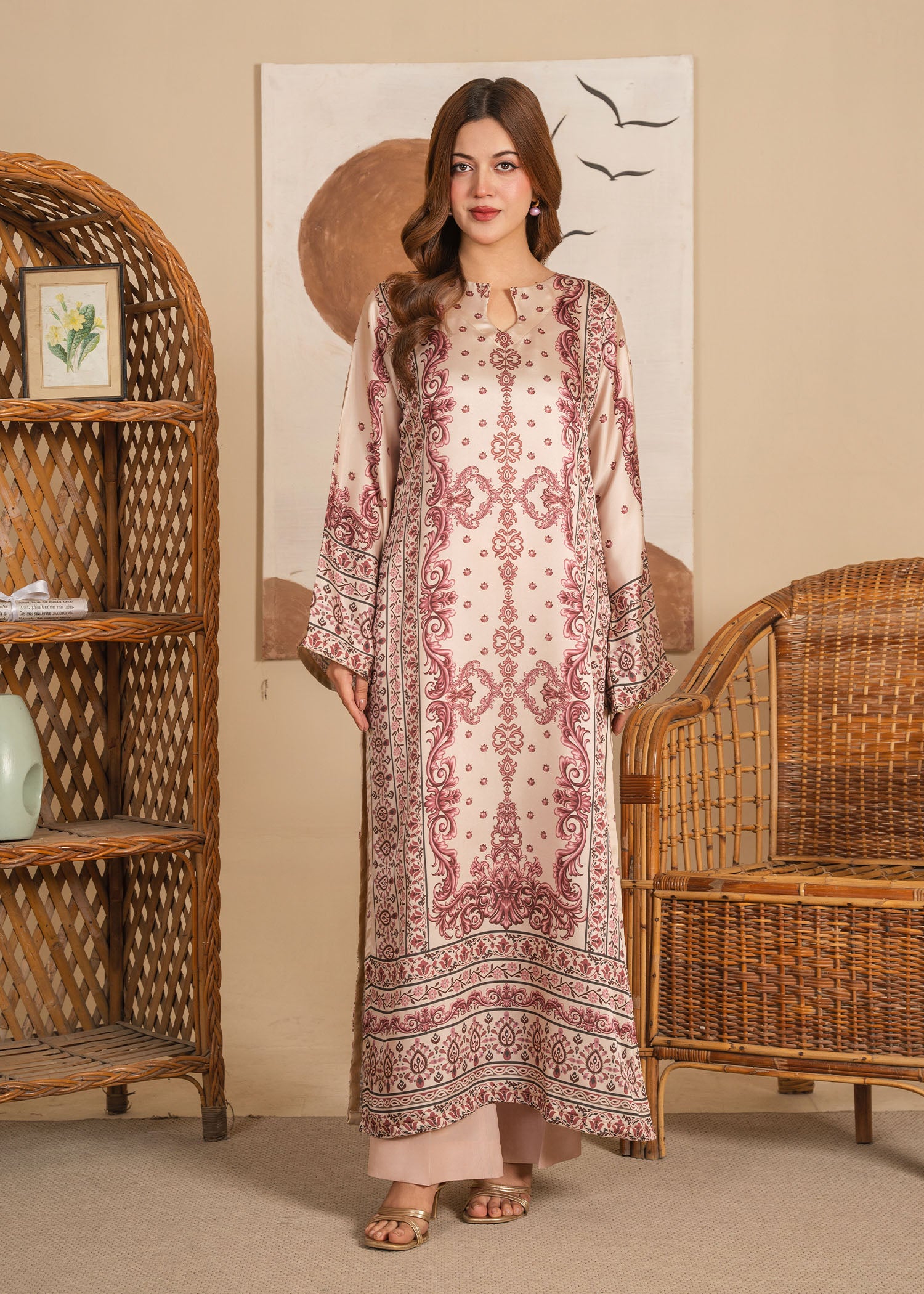 silk Kurti in Beige