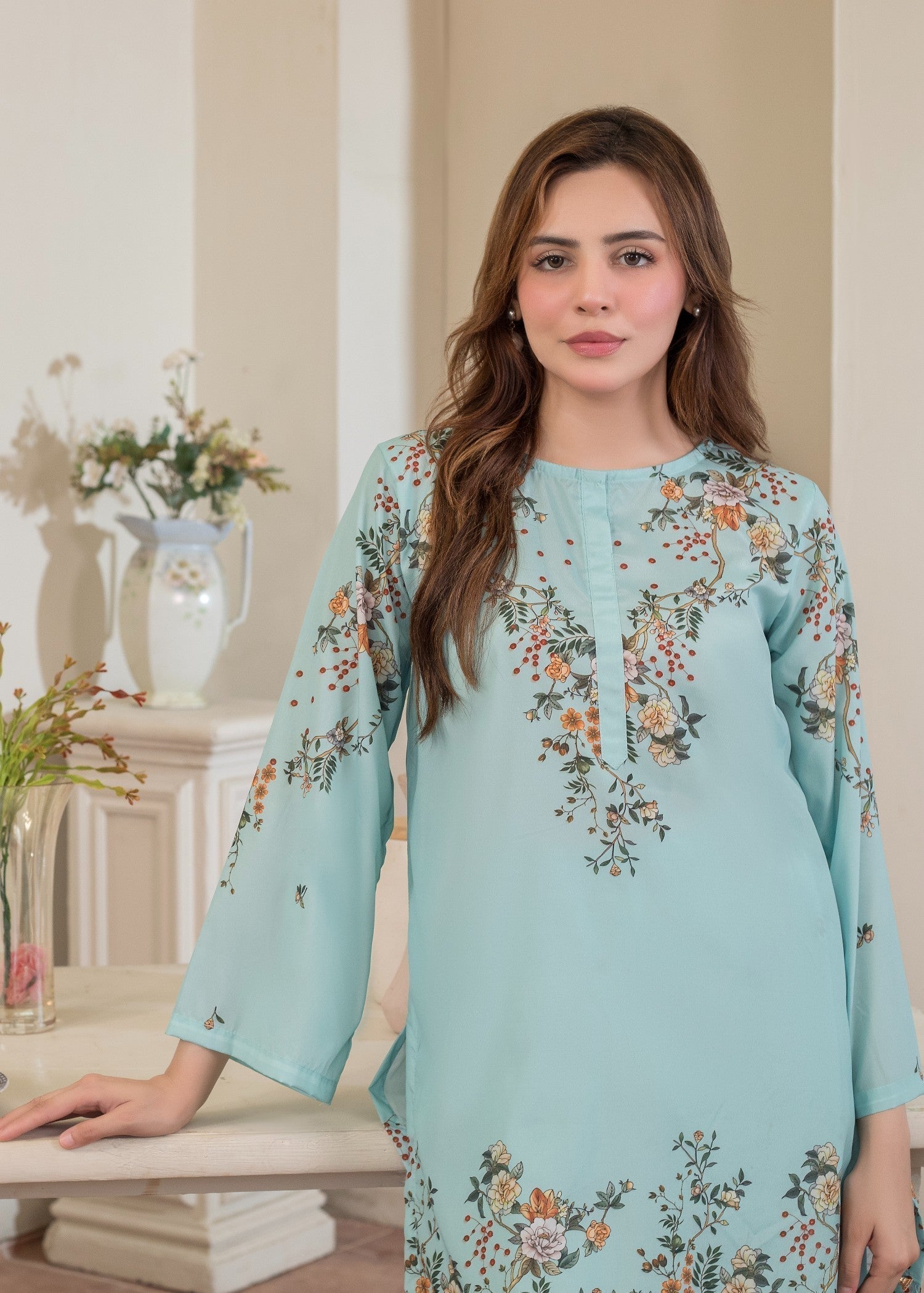 polyester crepe Co Ord Sets in Light blue