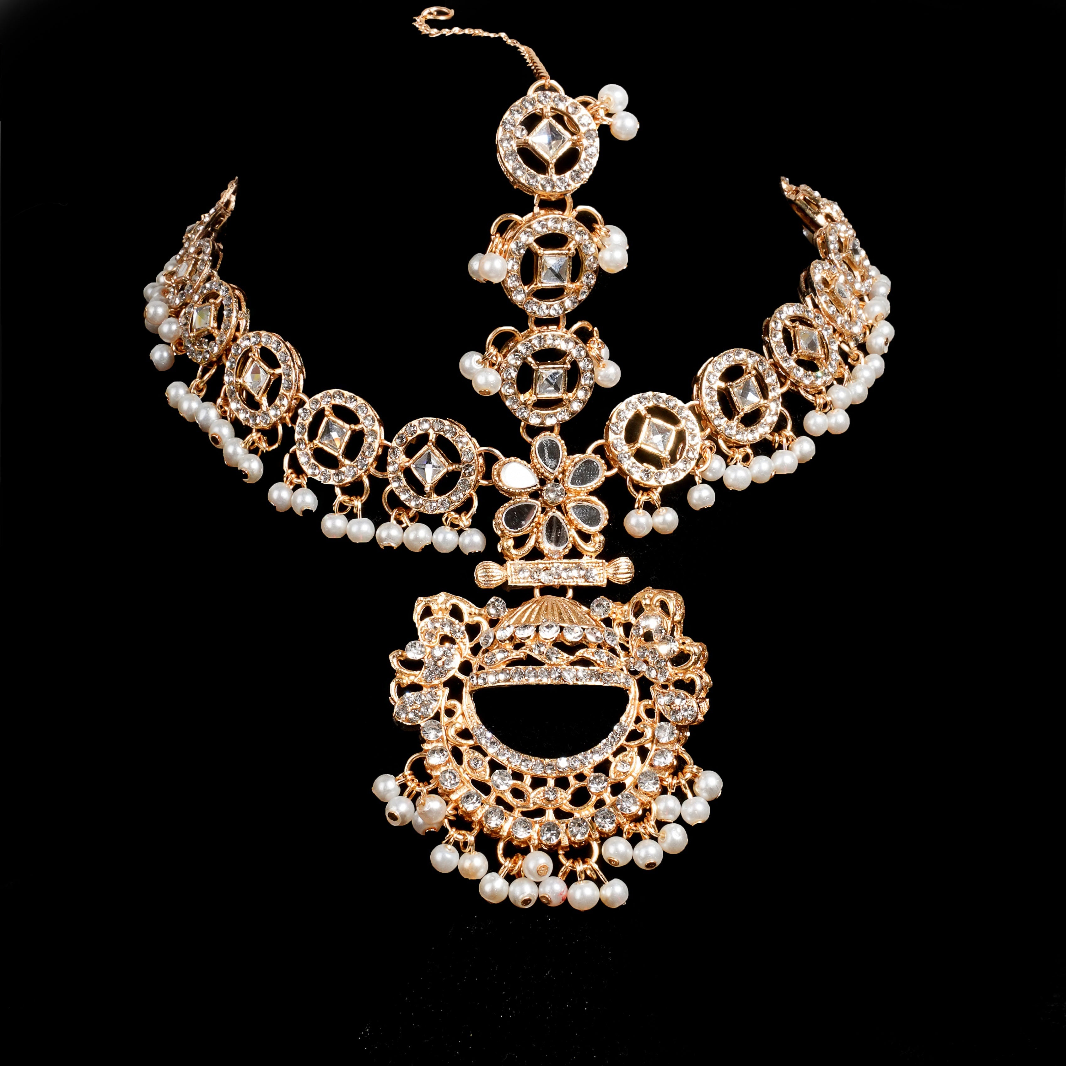 Maatha Pati in Gold, pearl white Color by - Trendy Women Maatha Pati TQP5625
