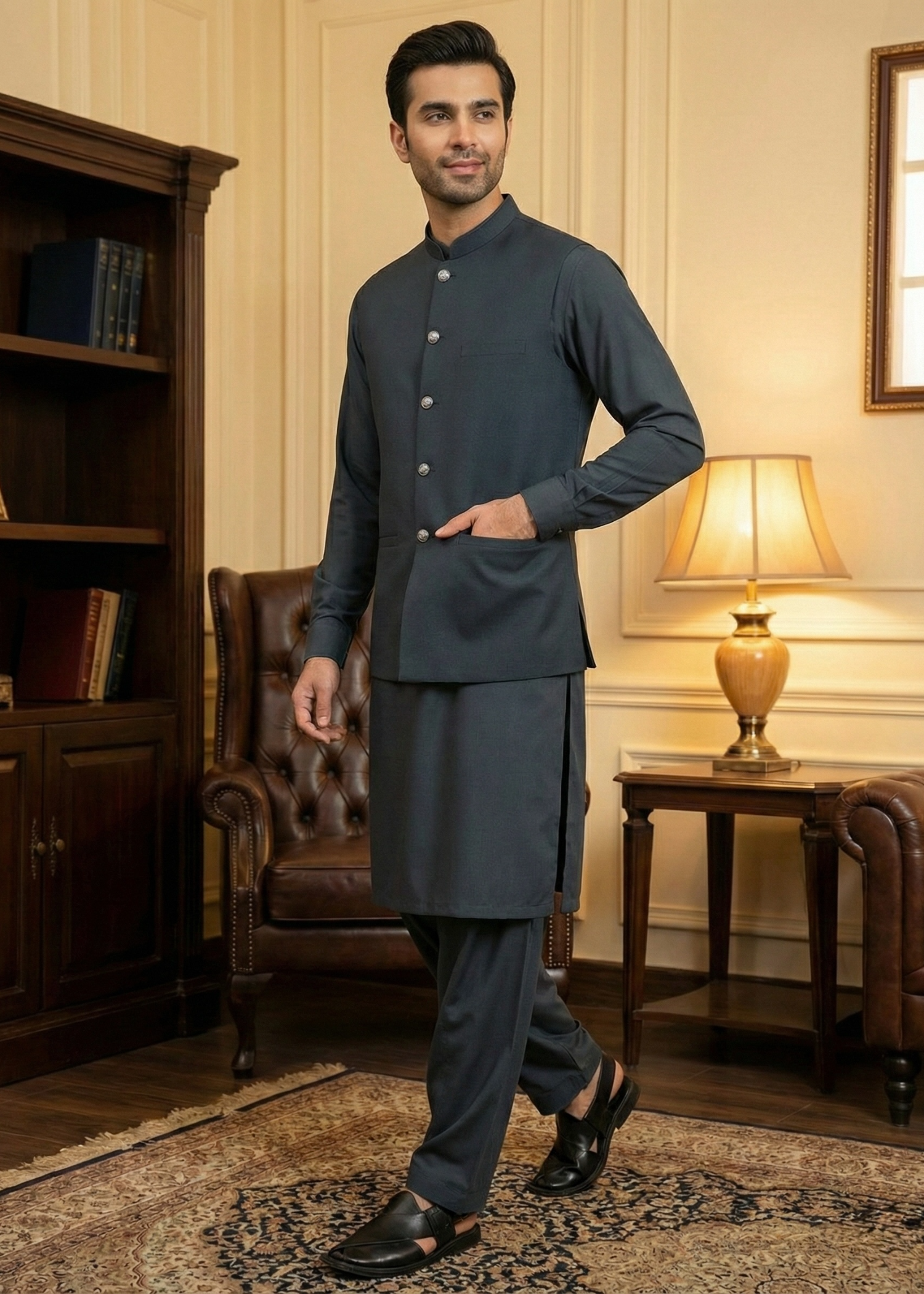 wash & wear Waistcoat in Dark grey