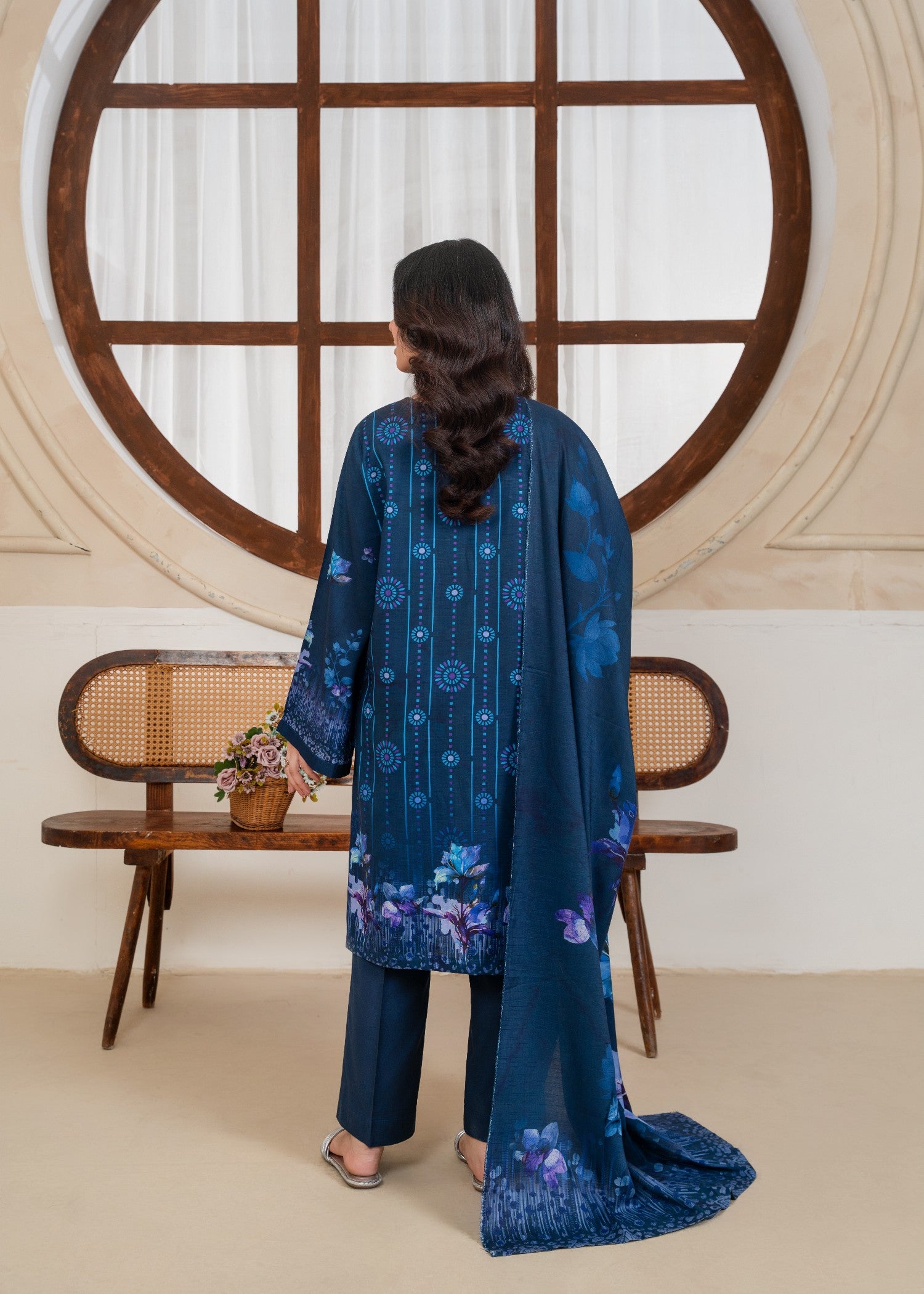 viscose linen Kurta Set in Midnight blue