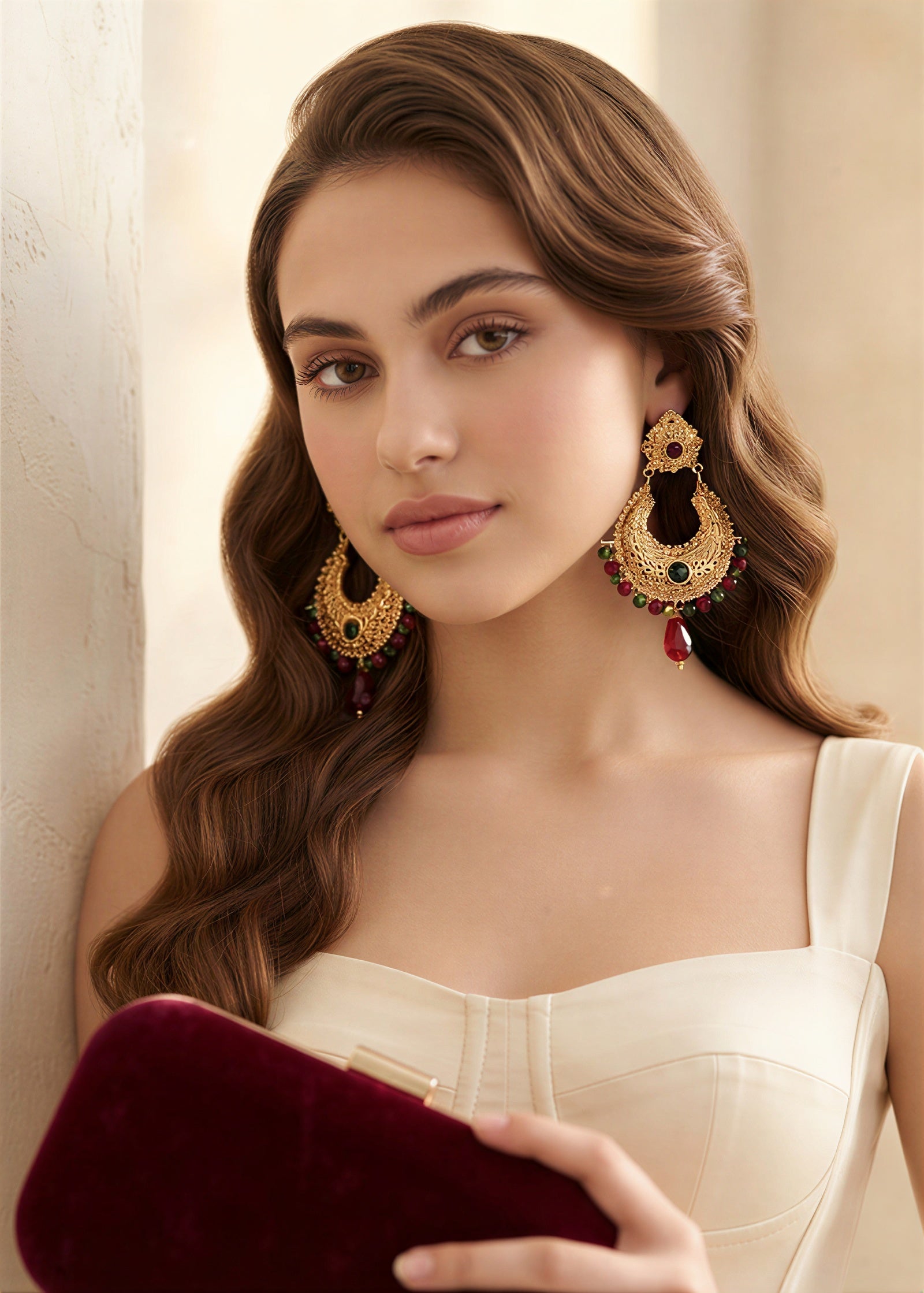 Earrings in Crimson Color by - Trendy Women Earrings VXG7957