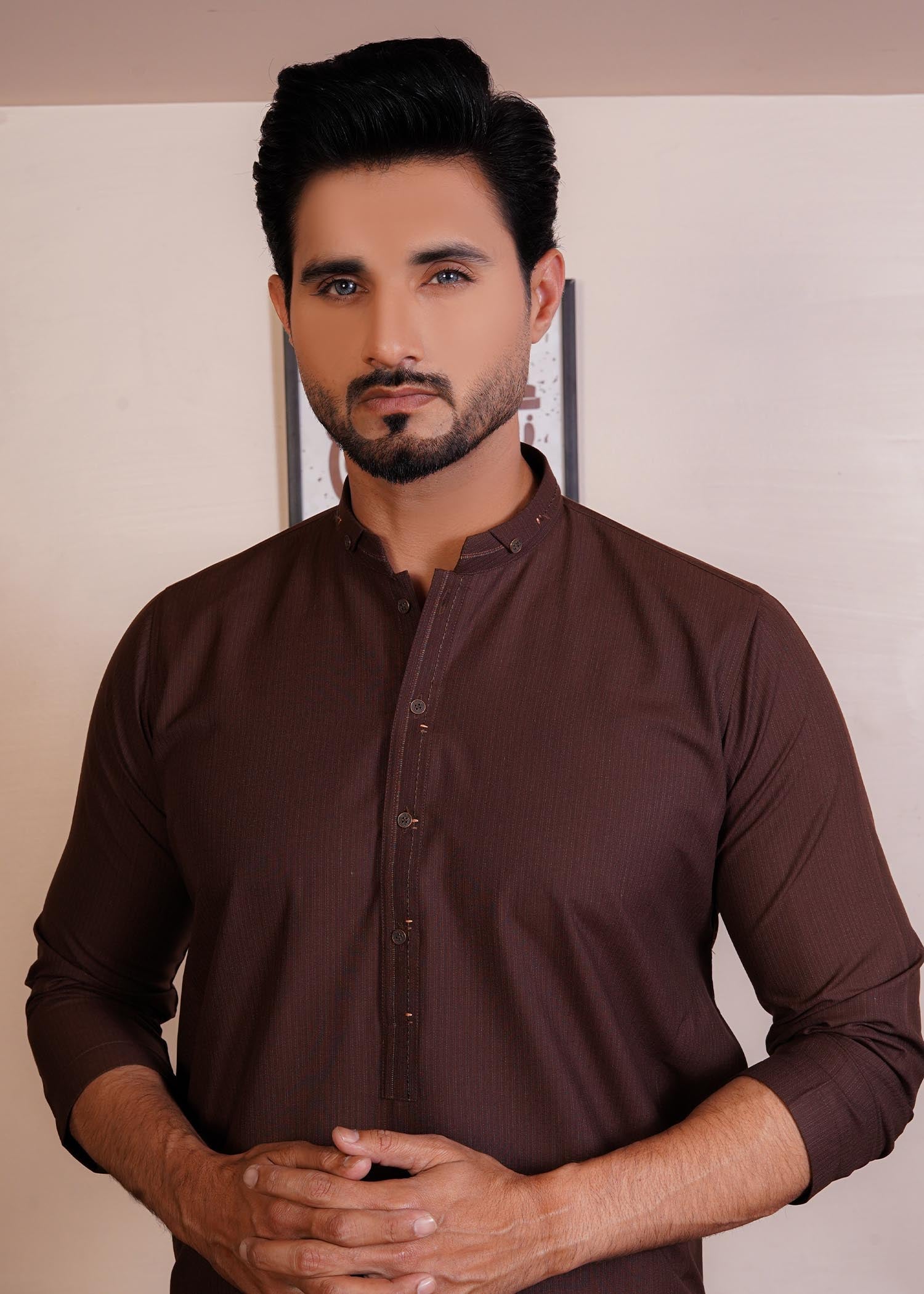 wash & wear Kurta in Dark brown
