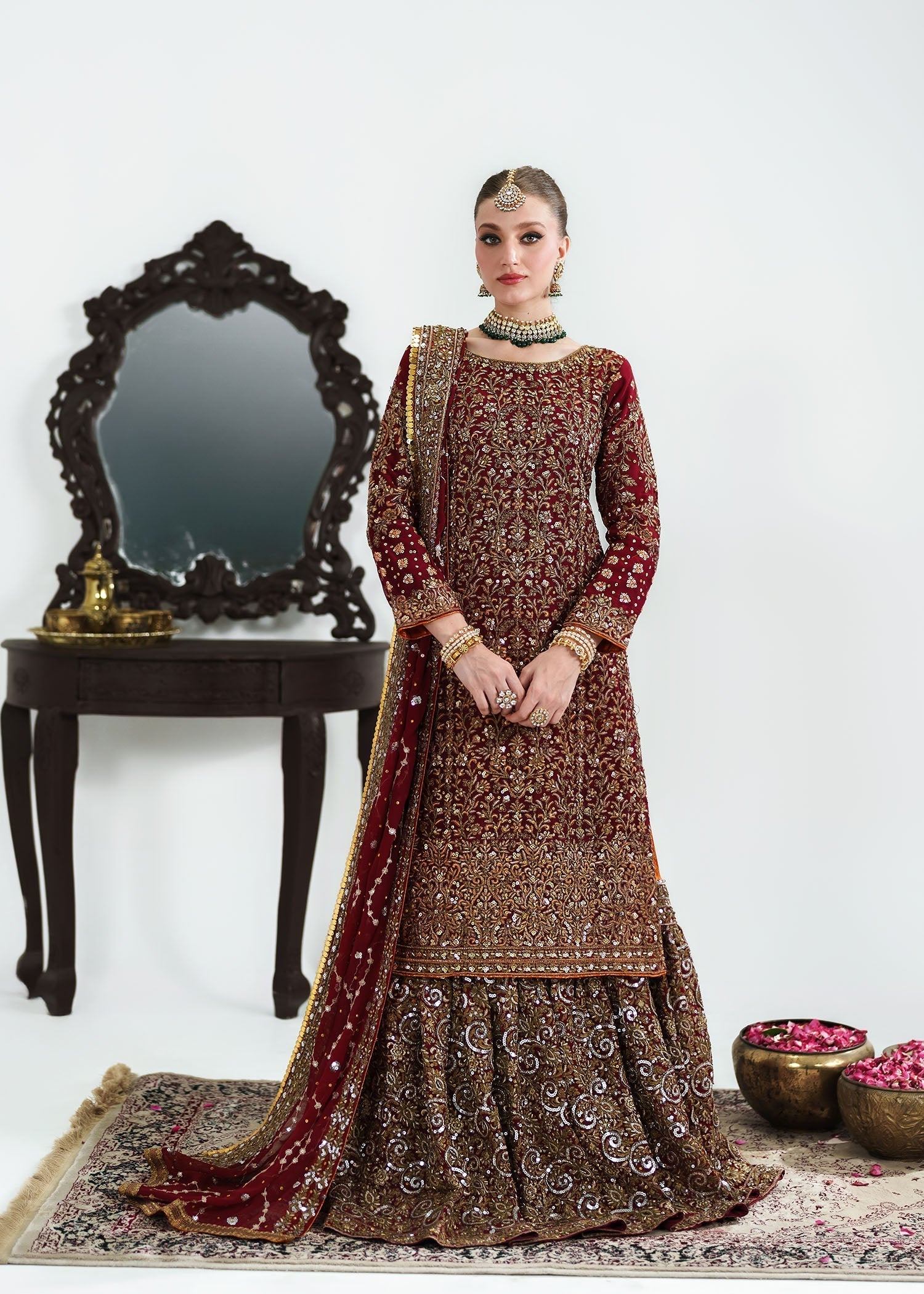 pk chiffon Lehenga in Red