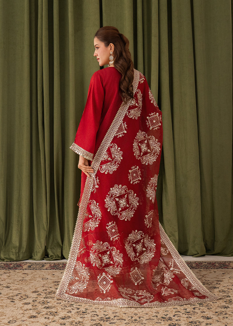 korean raw silk Kurta Set in Spicy red