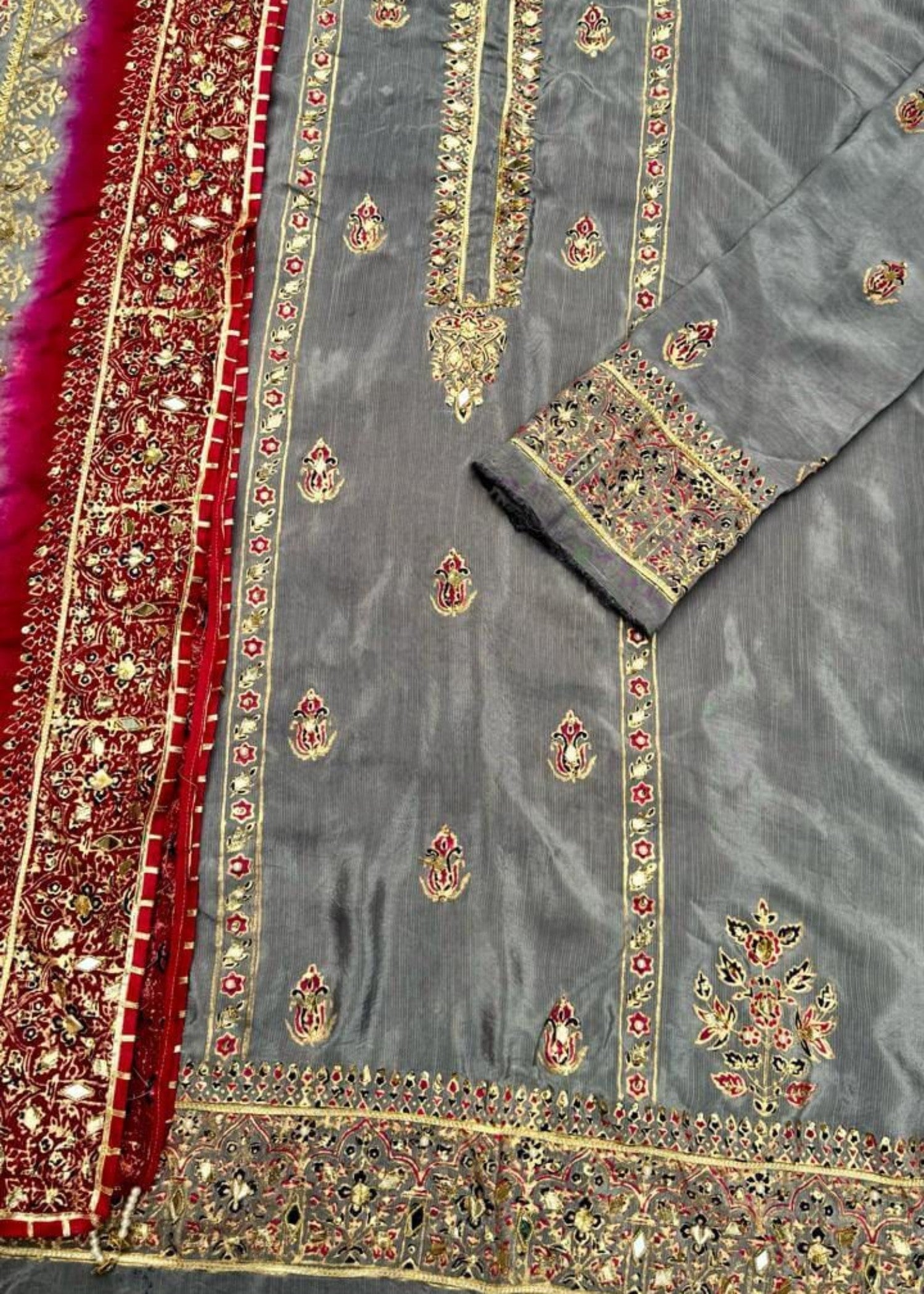 pk raw silk Unstitched in Grey
