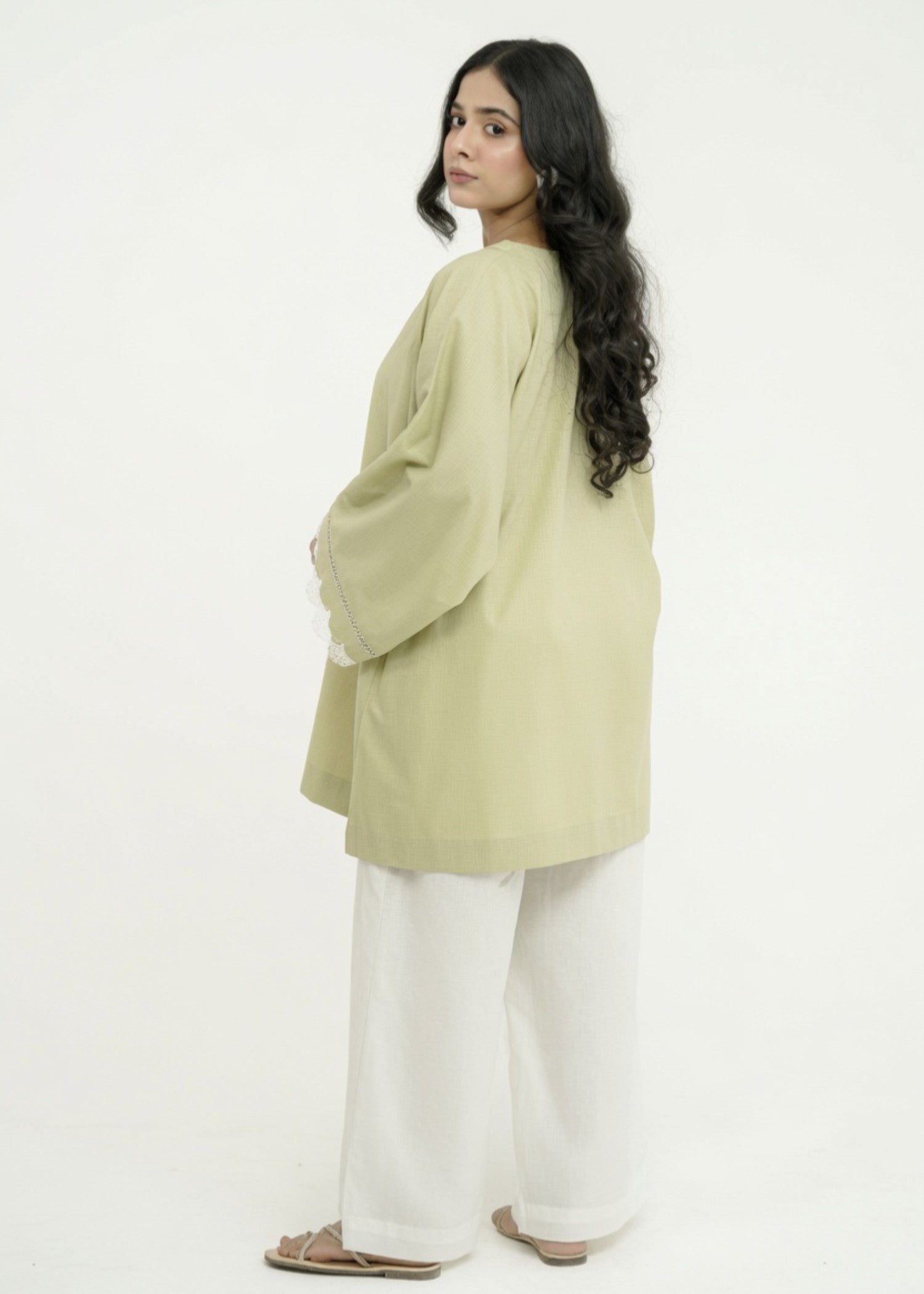 cotton Short Frock in Tea green