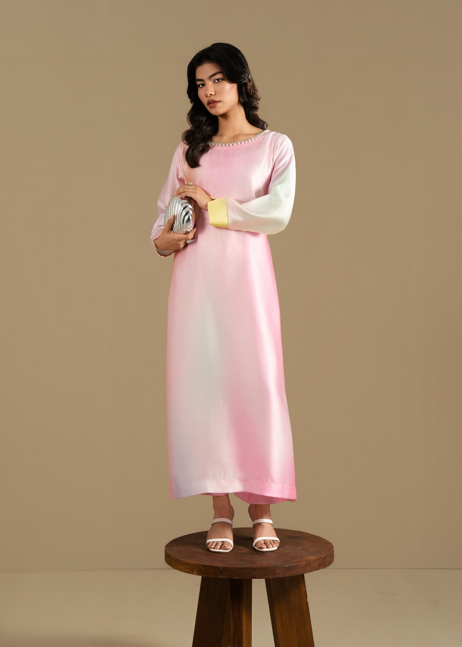 silk charmeuse Maxi in Pink