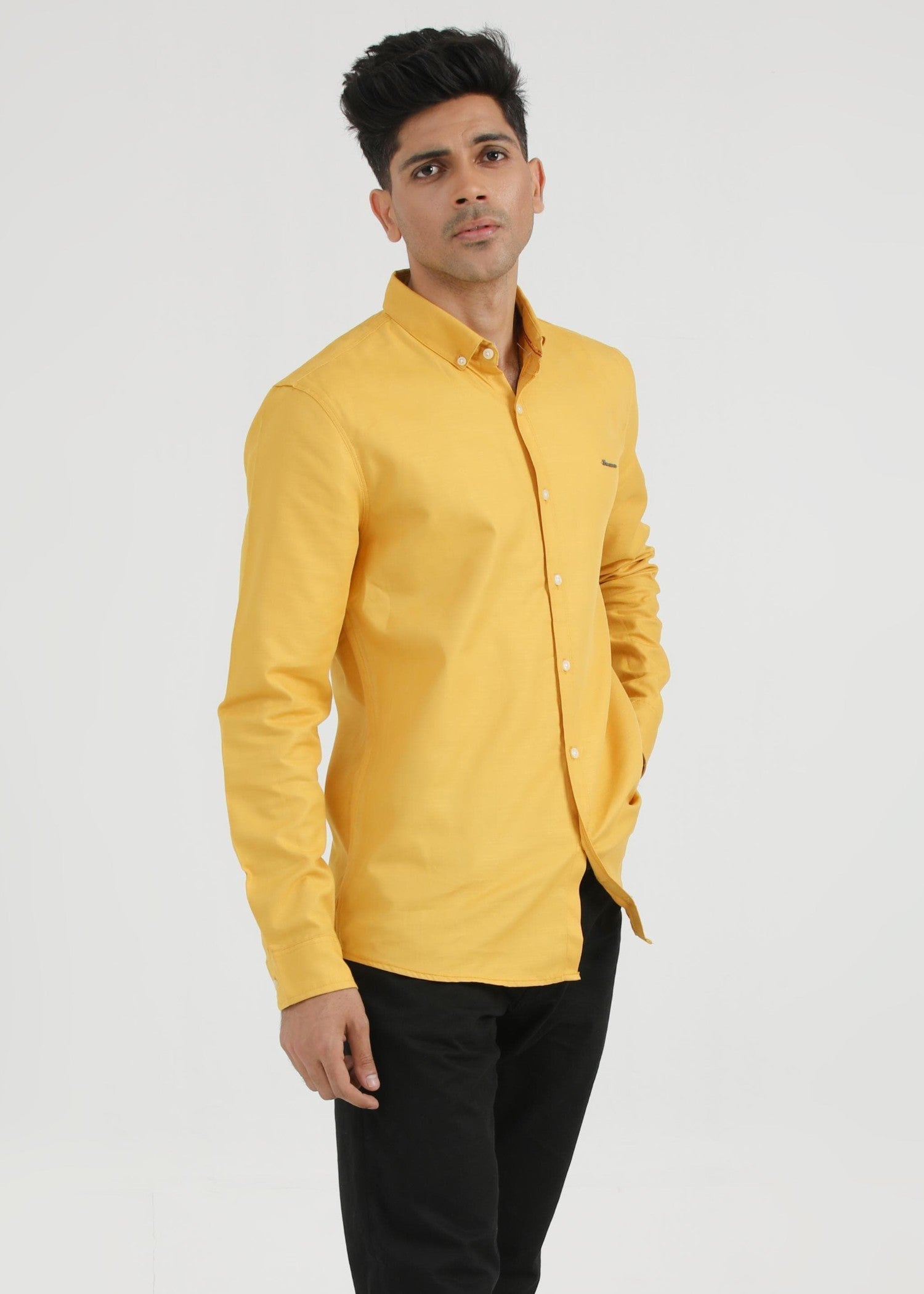 cotton linen Casual Shirt in Mustard