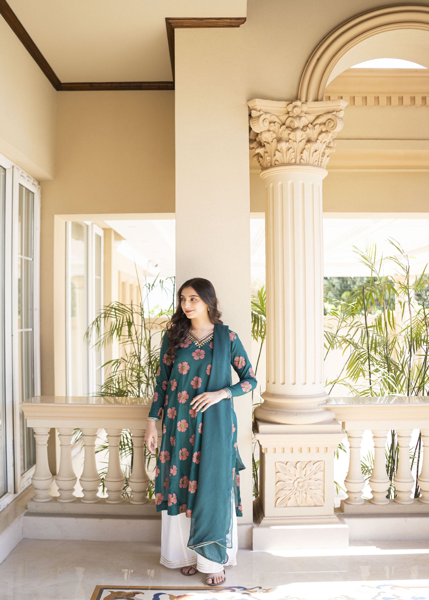 lawn Kurti in Teal