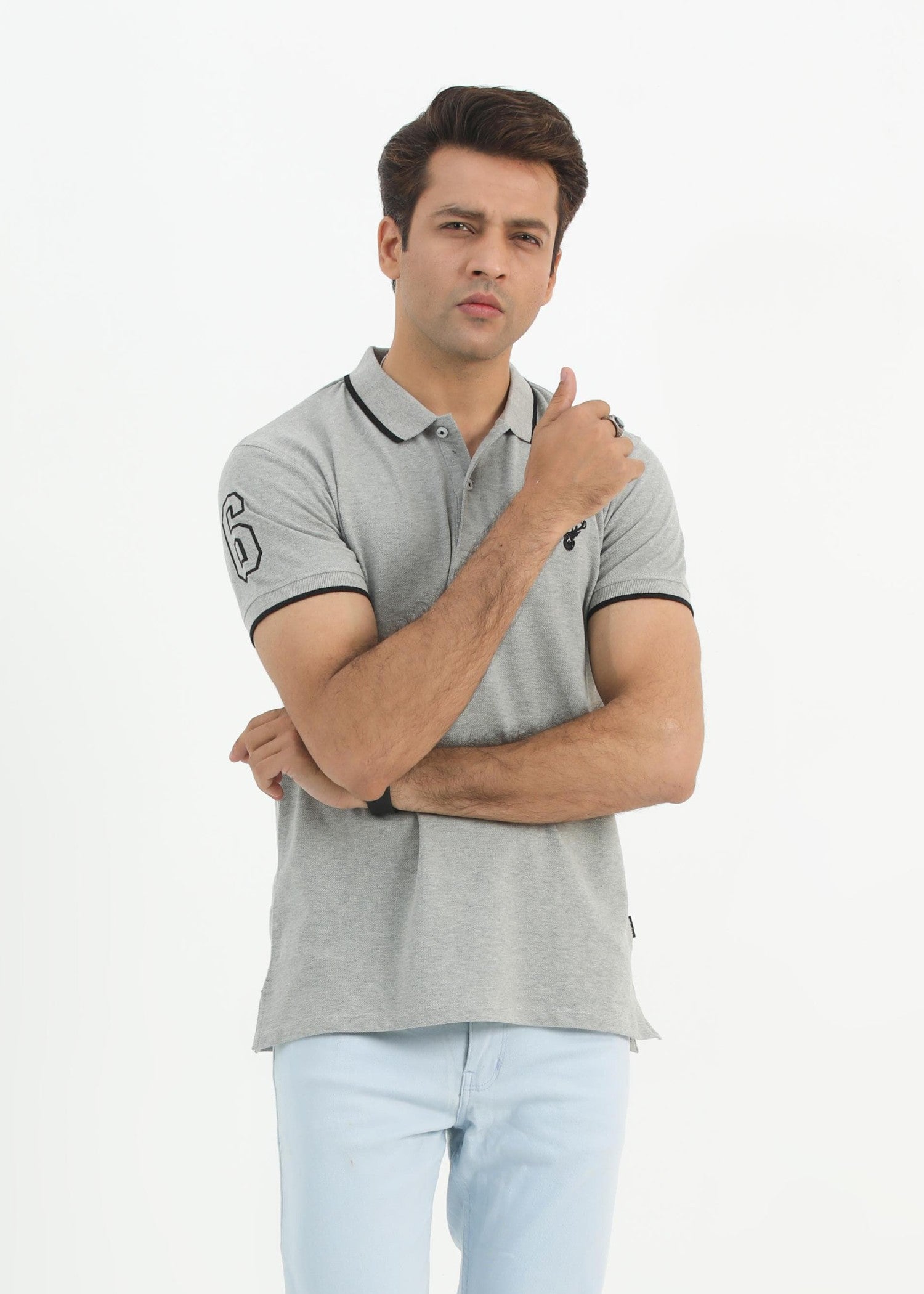 porque/pique Polo Shirt in Grey