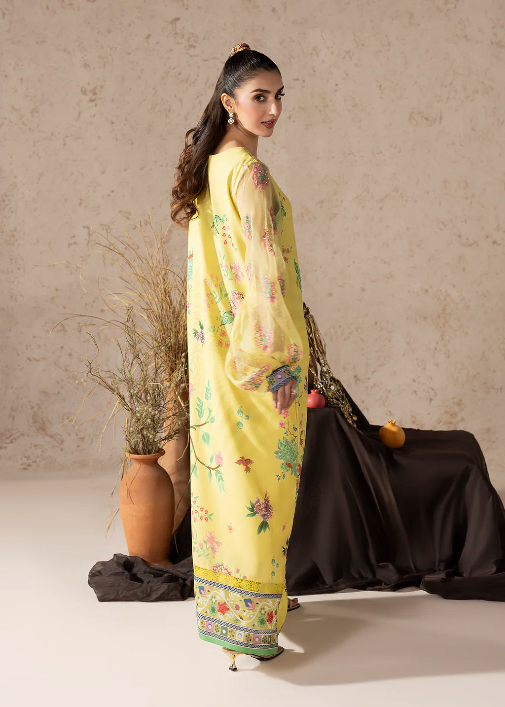 georgette Kaftan in Yellow