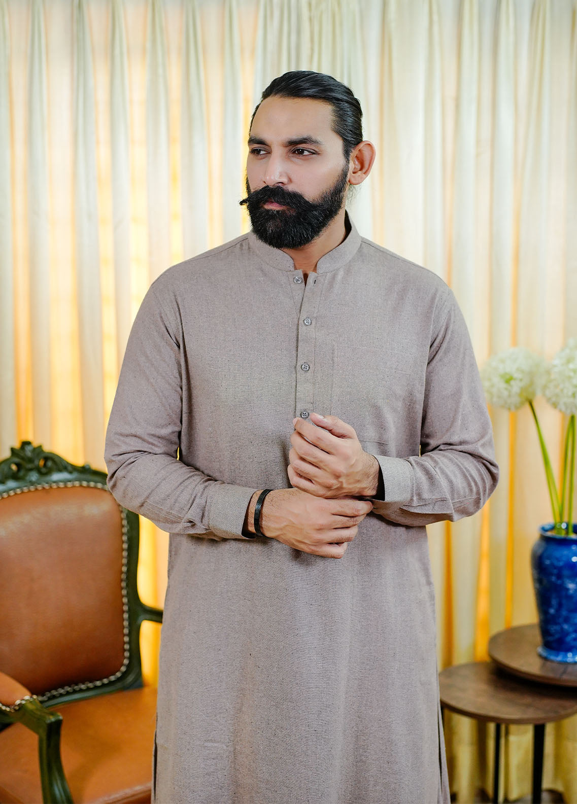 blended wool Shalwar Kameez in Lilac