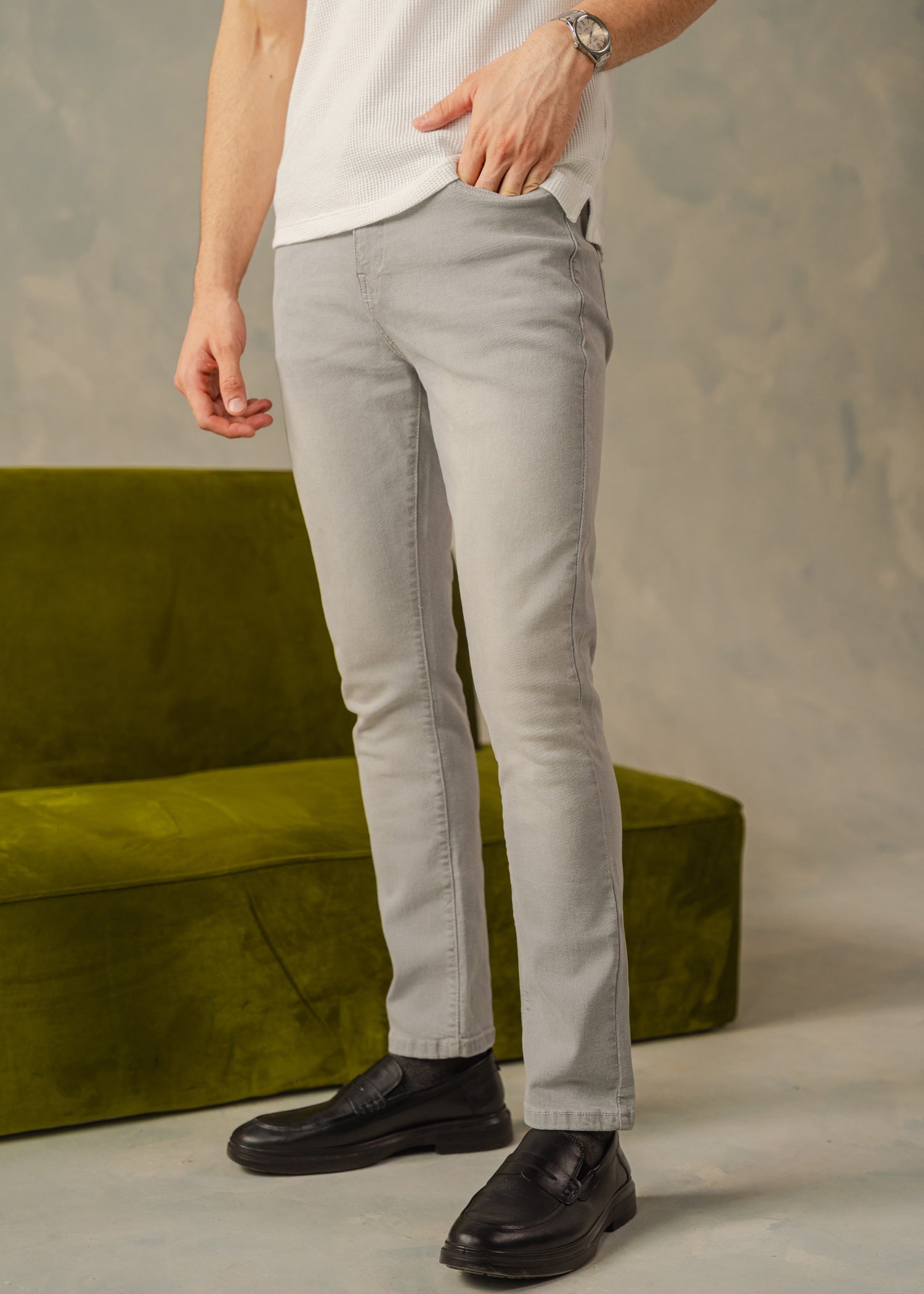 cotton Jeans in Light grey