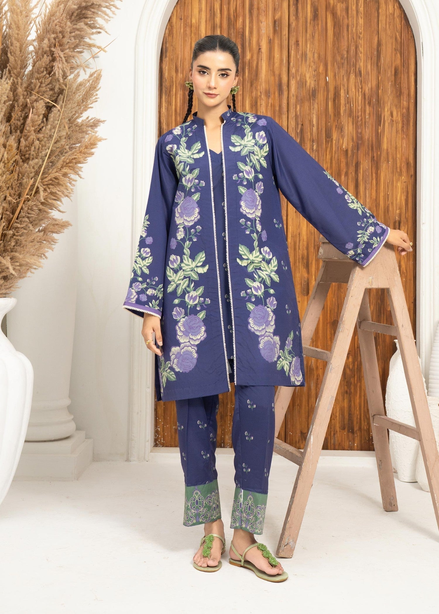 lawn Gown in Navy blue