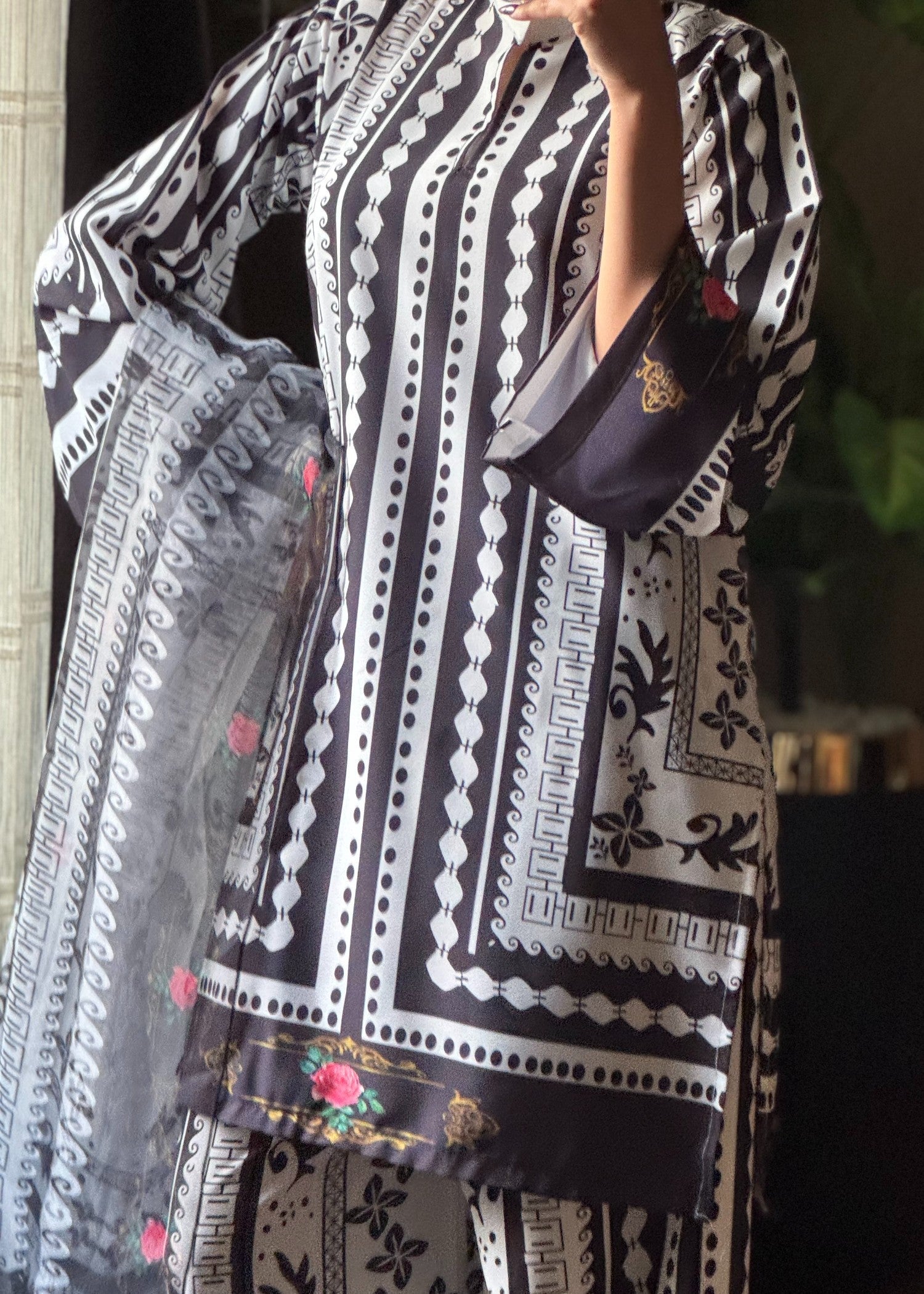 kattan silk Kurta Set in White
