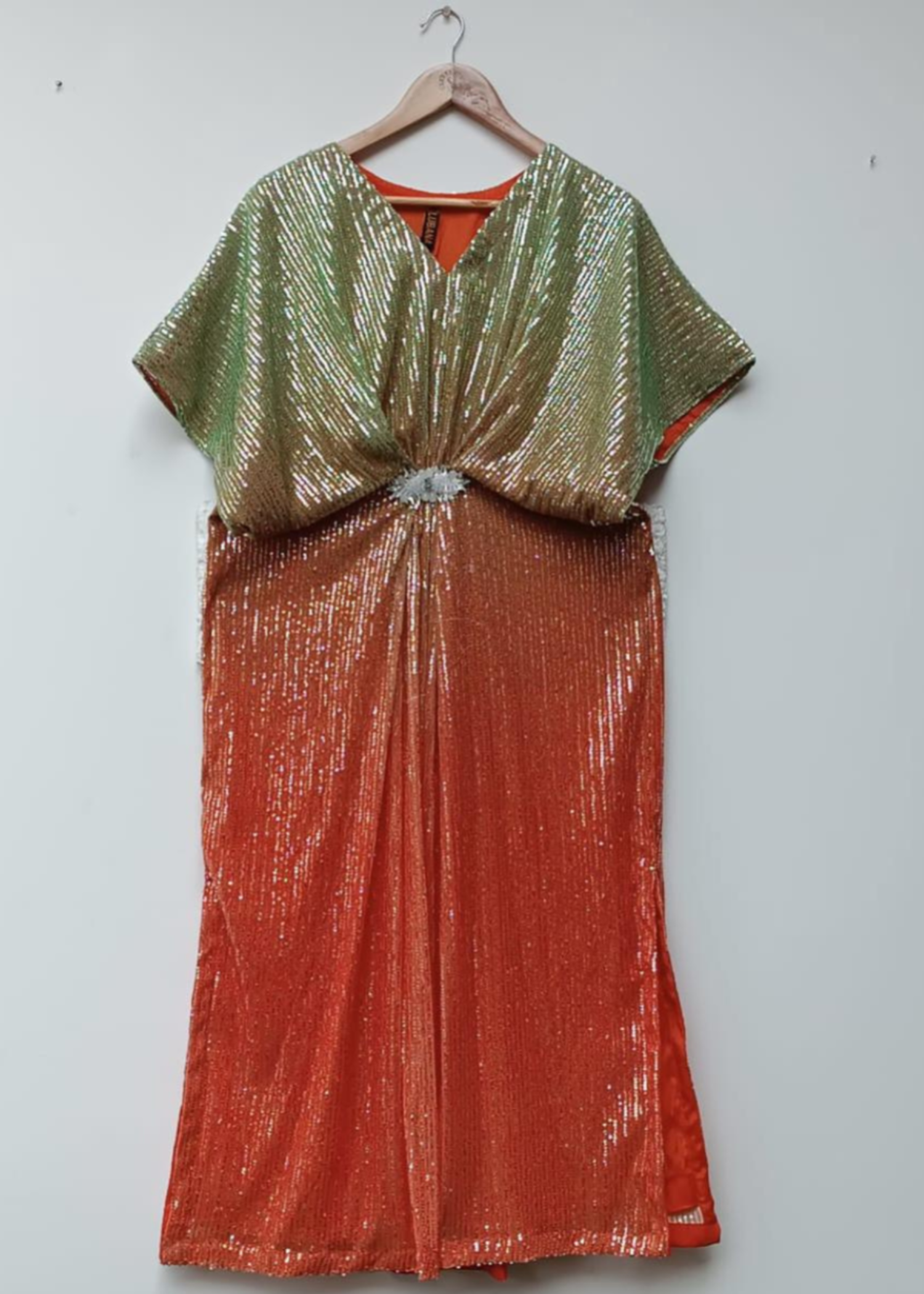 net Kaftan in Orange, olive green