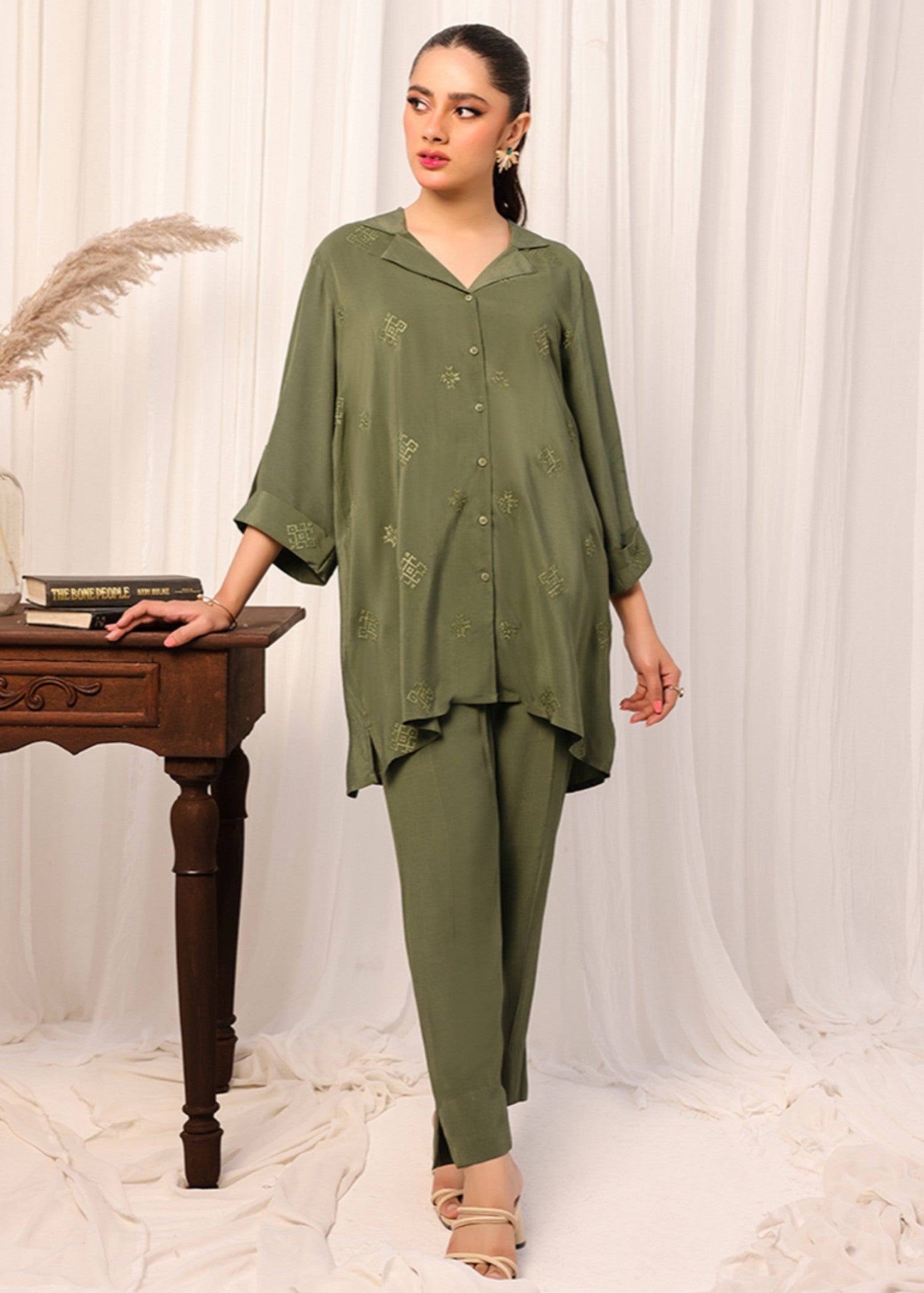 viscose Co ord Sets in Olive green