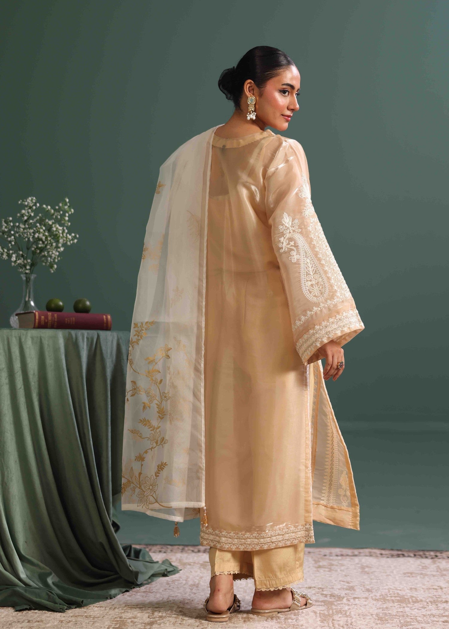 tussar silk Kurta Set in Cream