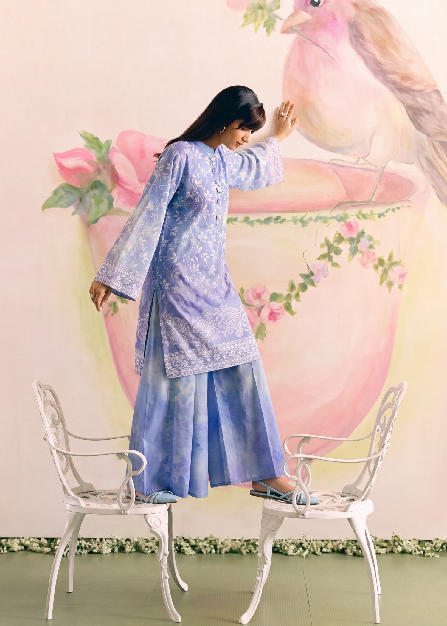 lawn Sharara in Royal blue
