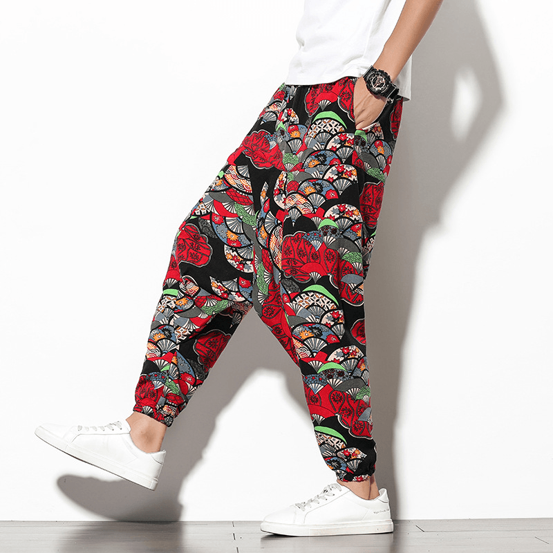 Summer Bohemian Loose Wide-Leg Elephant Flower Beach Trousers