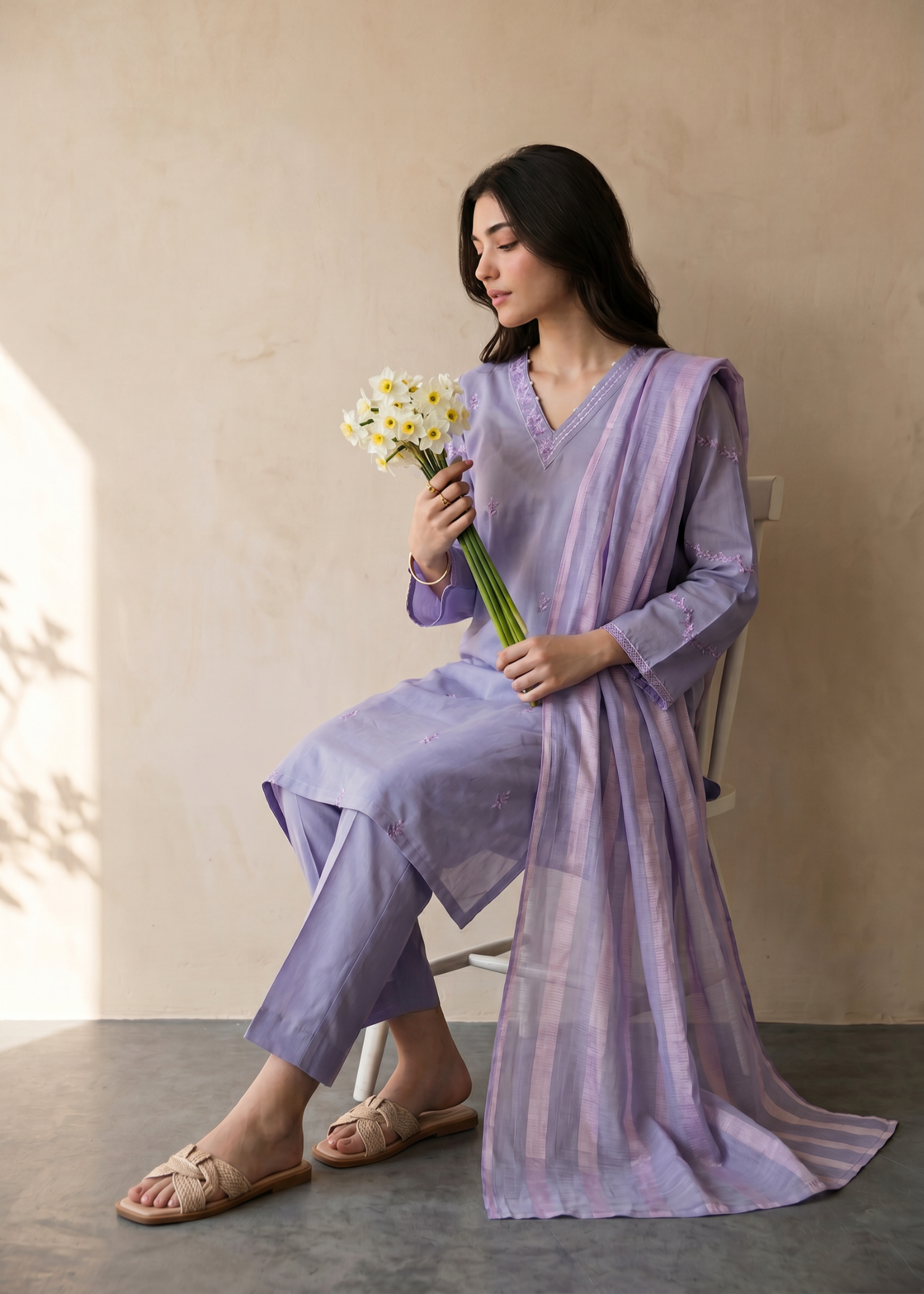 lawn Kurta Set in Bluebell