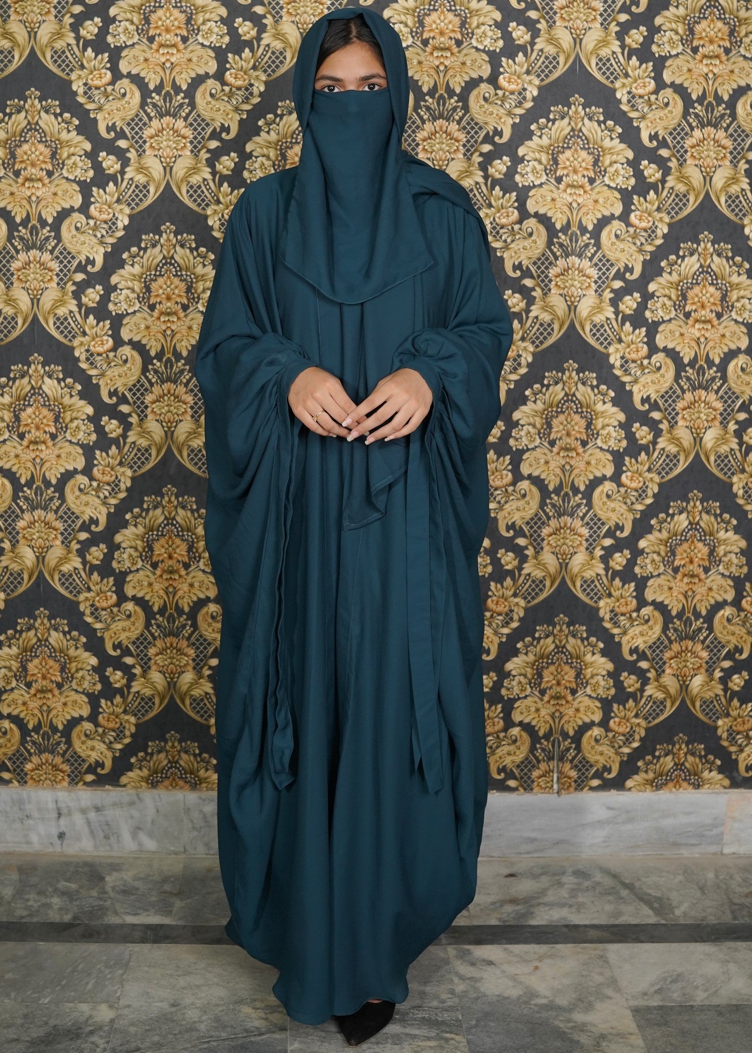 georgette chiffon Abaya in Teal