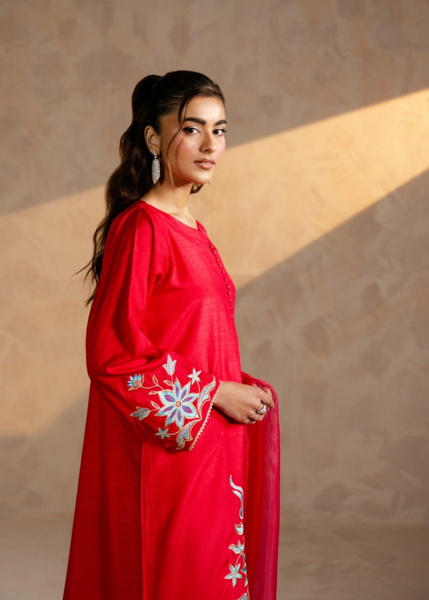 medium silk Kurta Set in Raspberry pink
