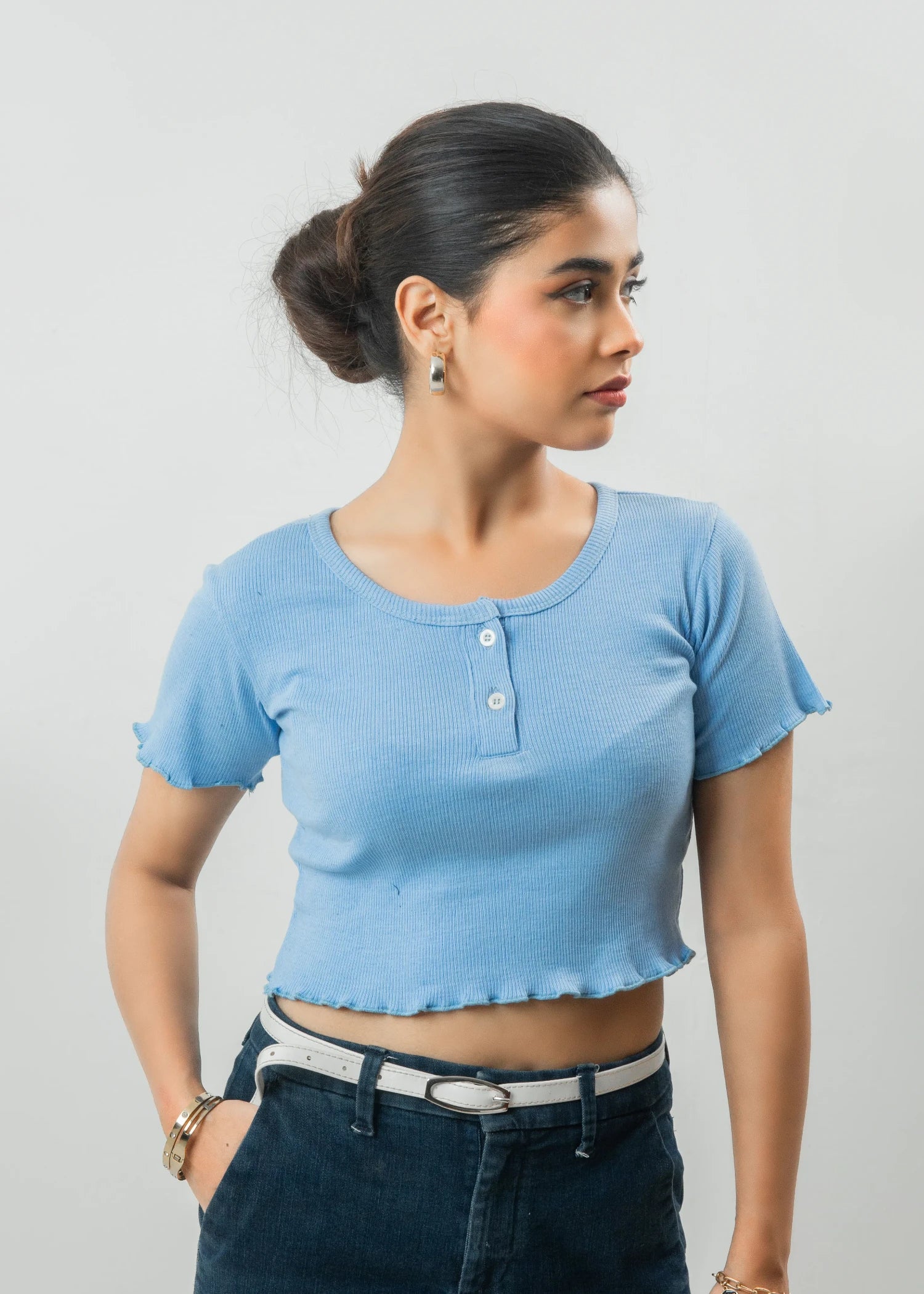 jersey knit Top in Sky blue