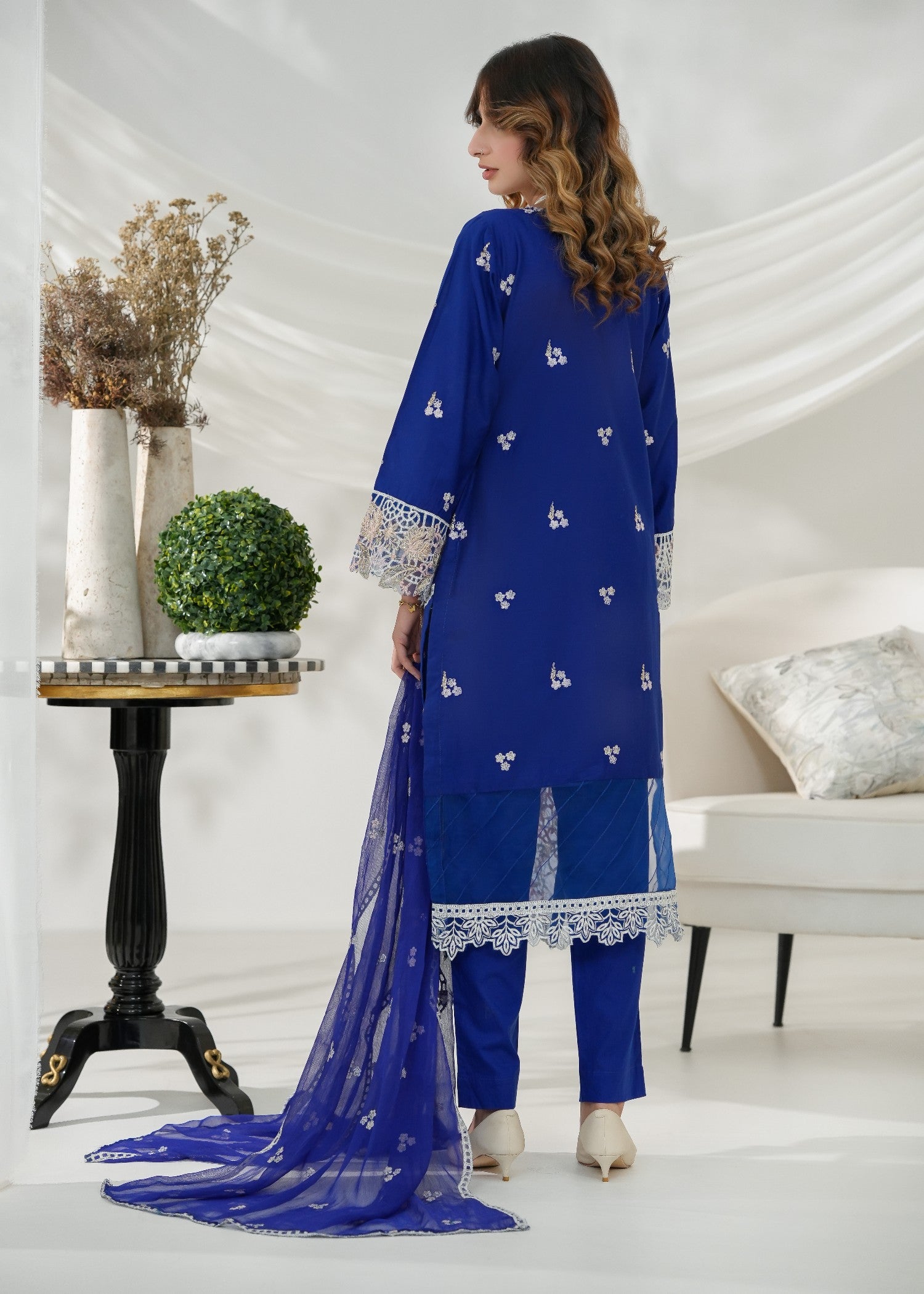 cotton viscose Kurta Set in Midnight blue