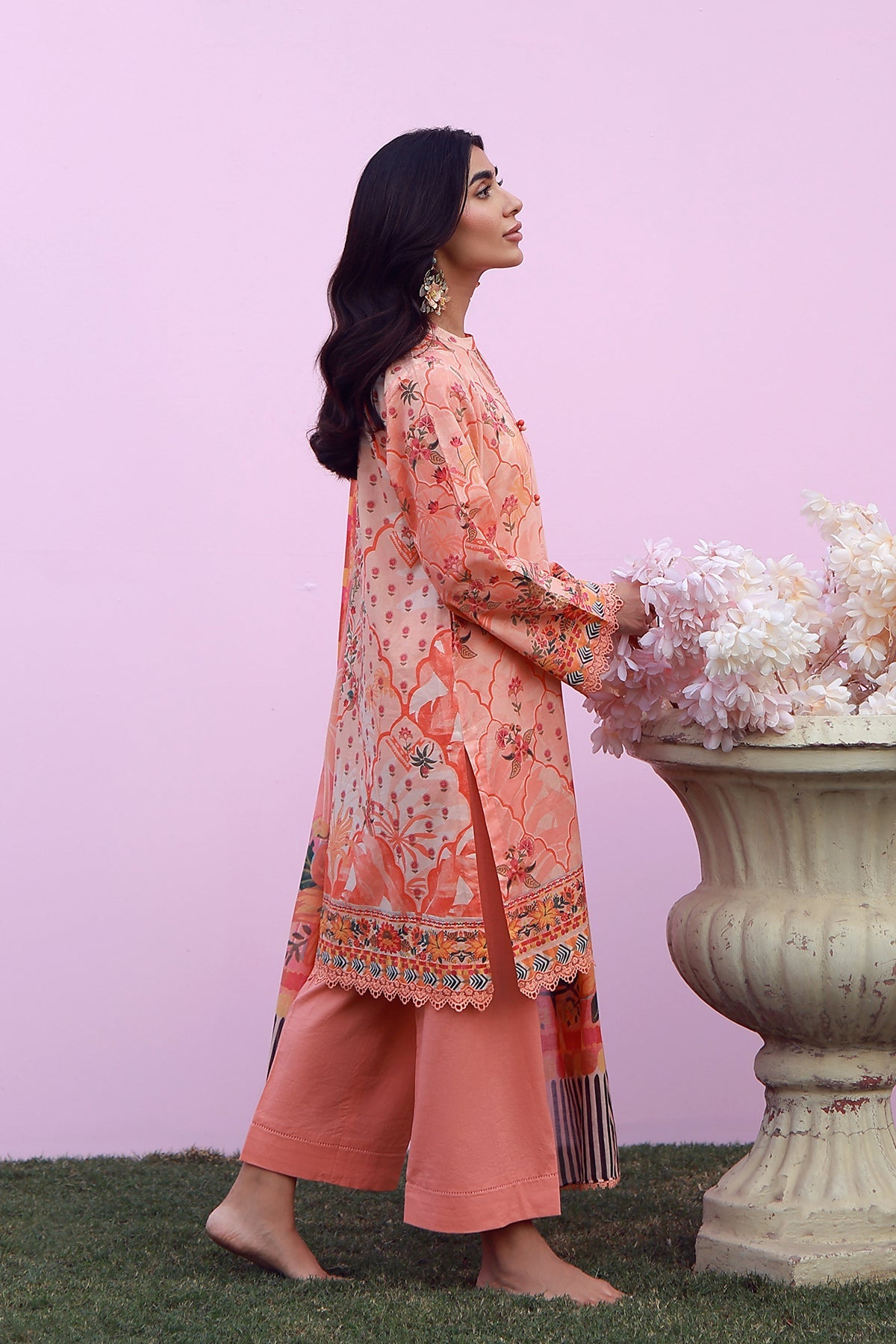 Mirha Lawn – Peachy Cascade