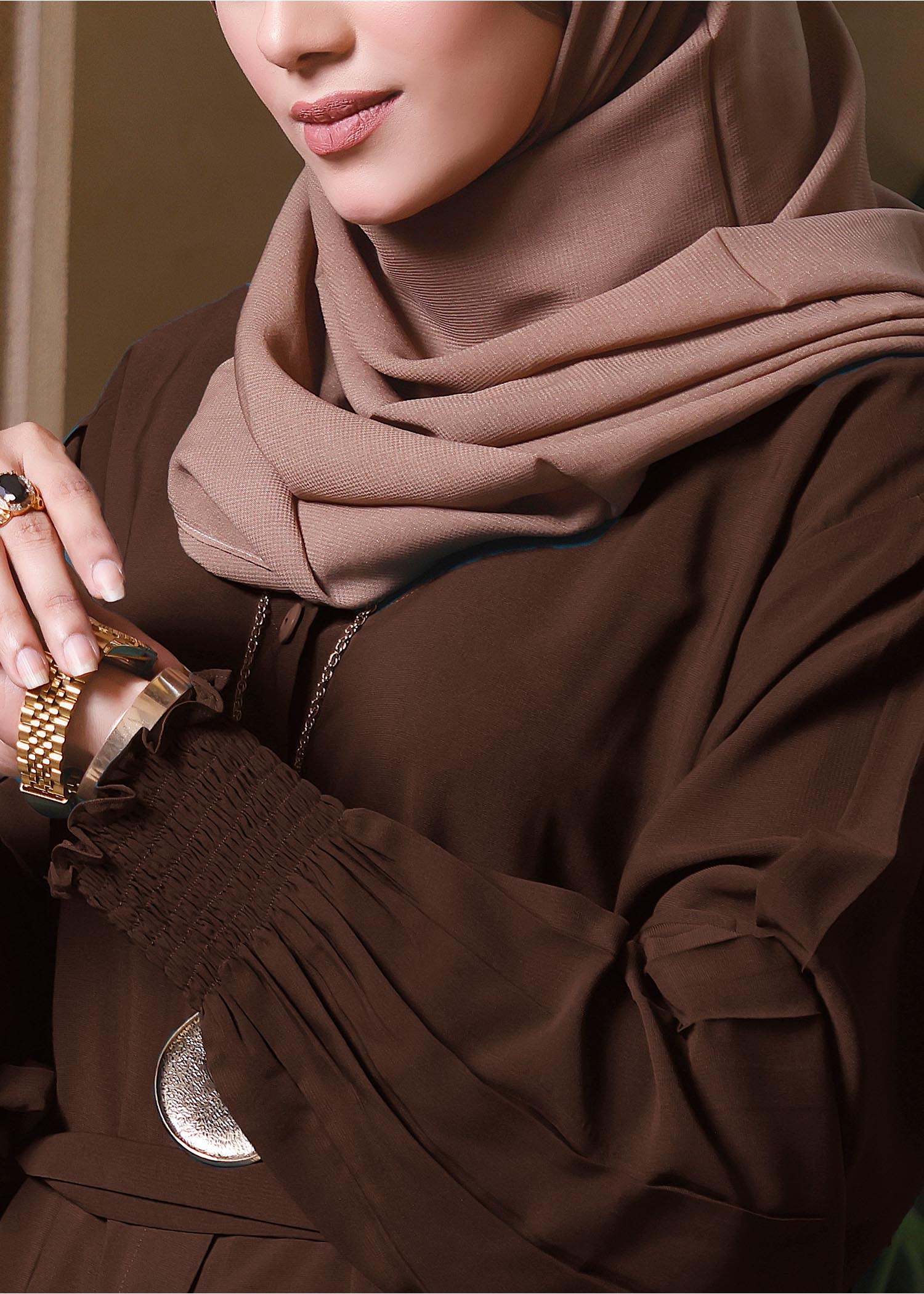 nidha Abaya in Brown