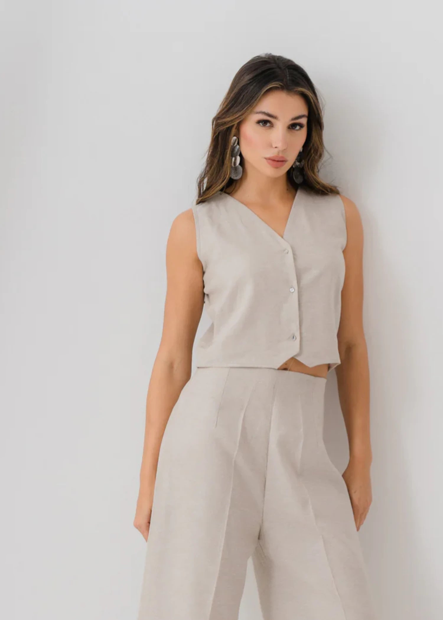 linen Top in Beige