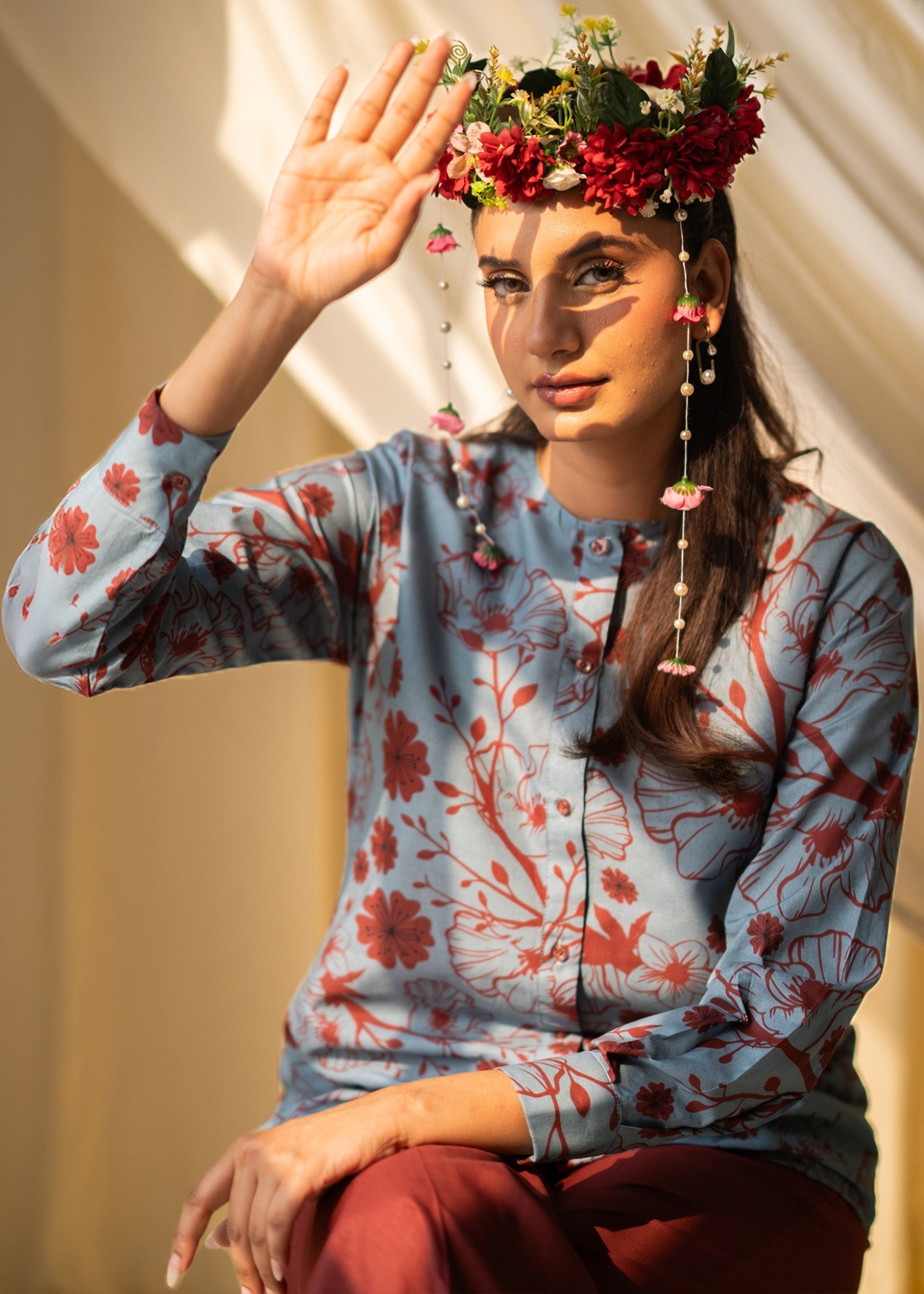 cambric Tunic in Blue lagoon