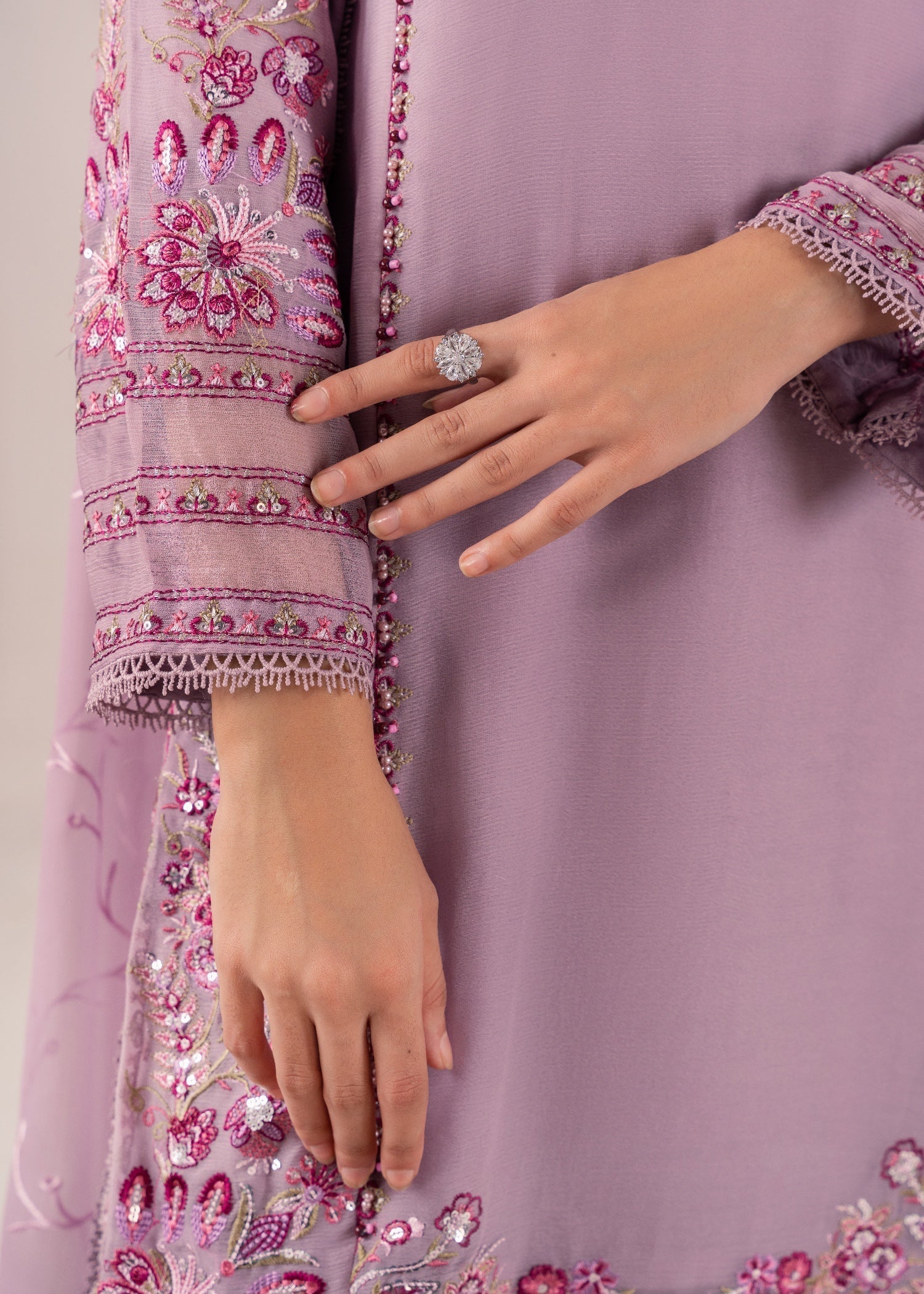 crinkle chiffon Sharara in Mauve