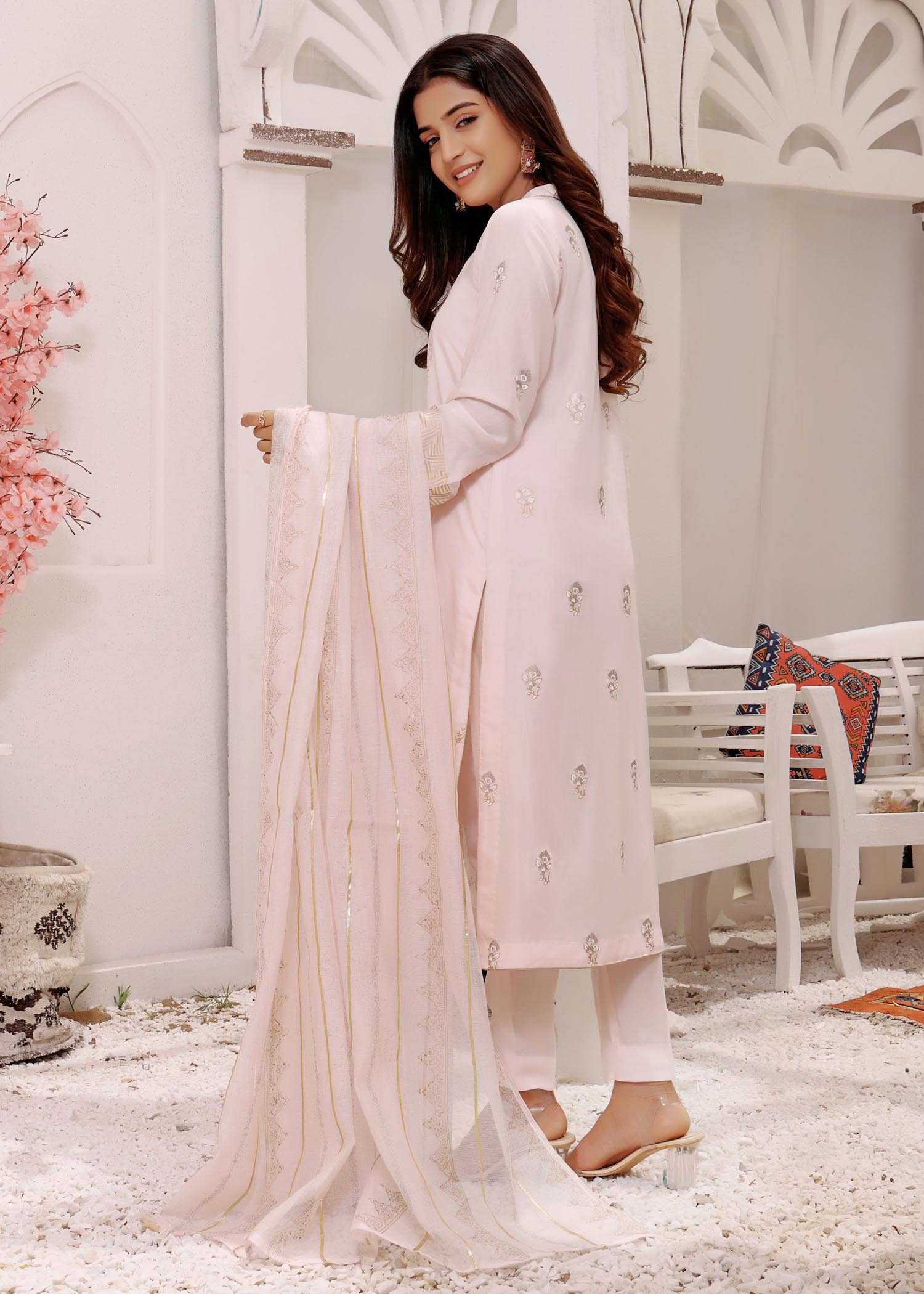 silk Unstitched in Pastel pink