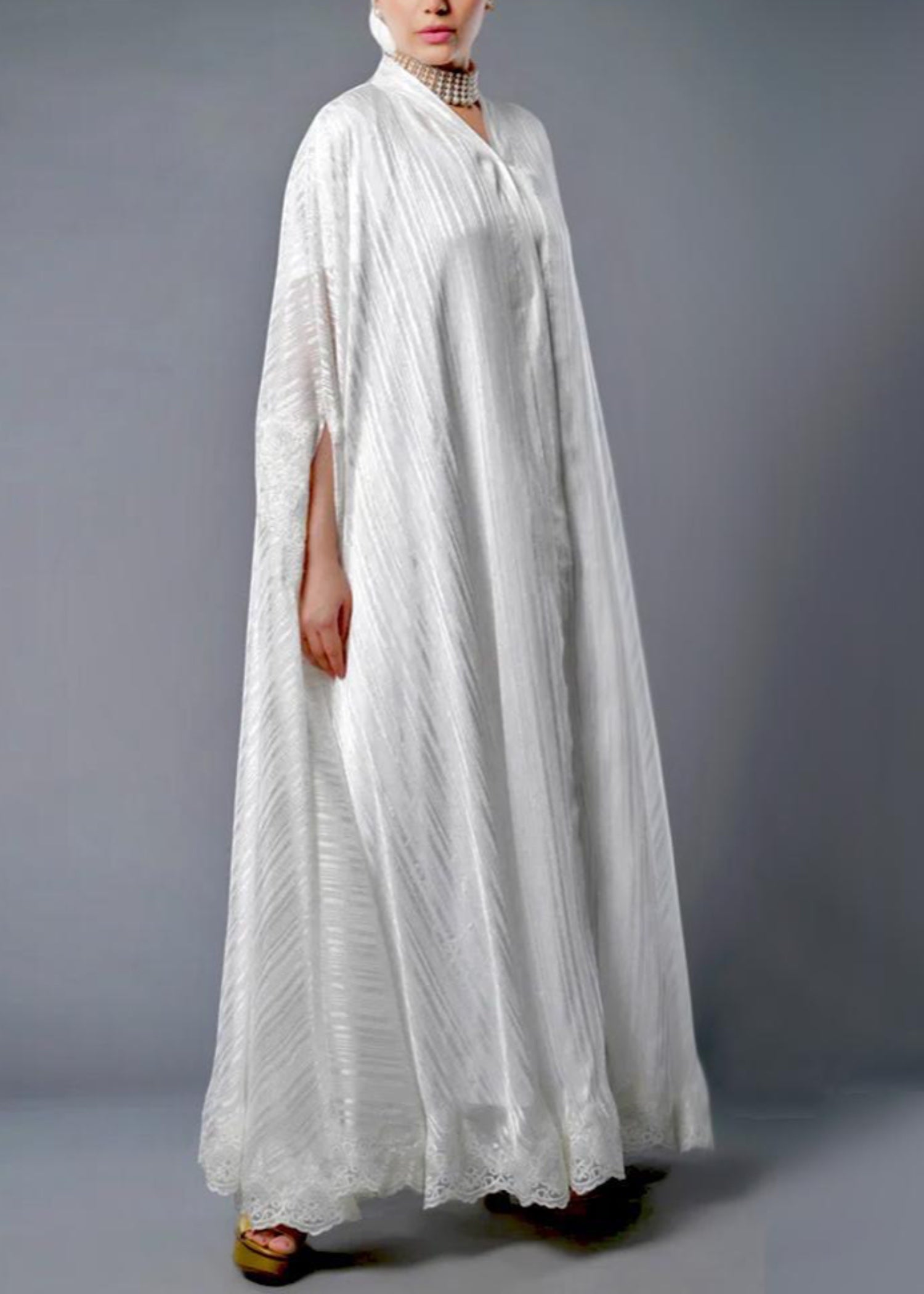 chiffon Abaya in White