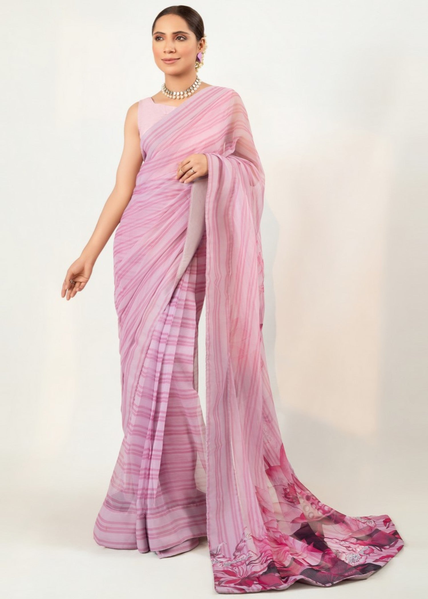 raw silk Saree in Lilac