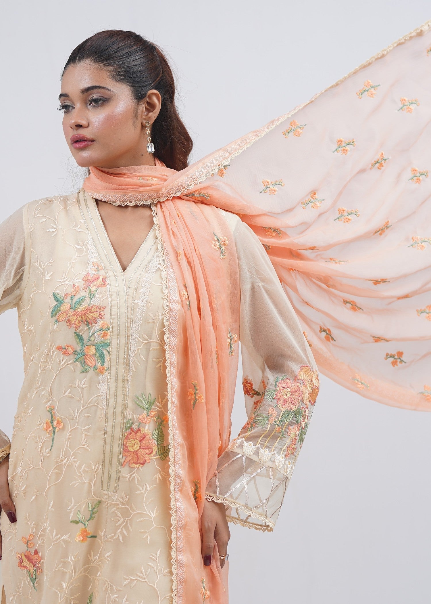 chiffon Unstitched in Off-white