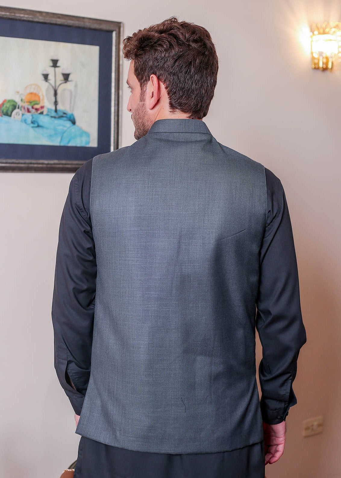 banarsi silk Waistcoat in Grey