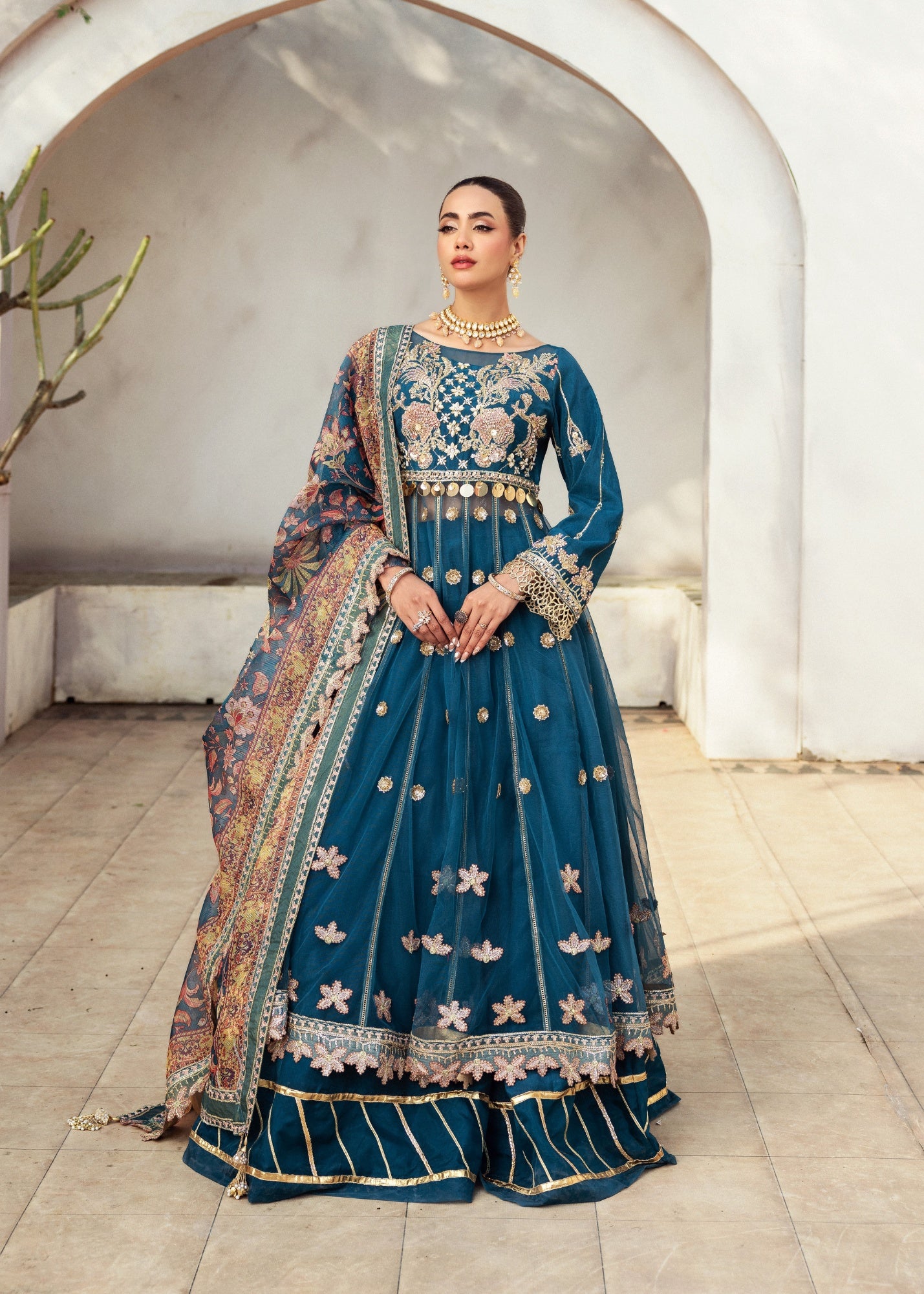 pk grip silk Short Frock in Teal