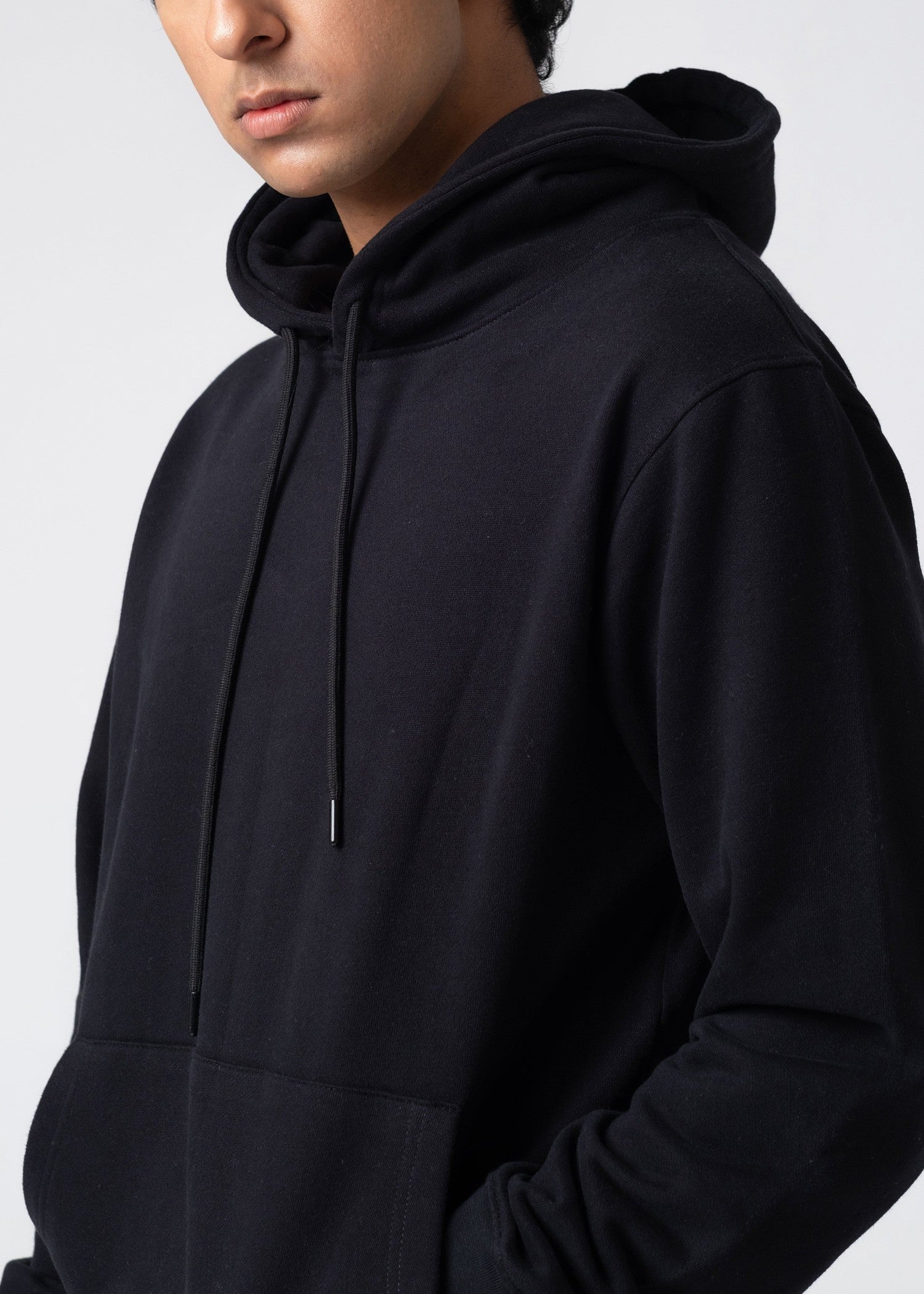 fleece Hoodie in Black by Fabriano