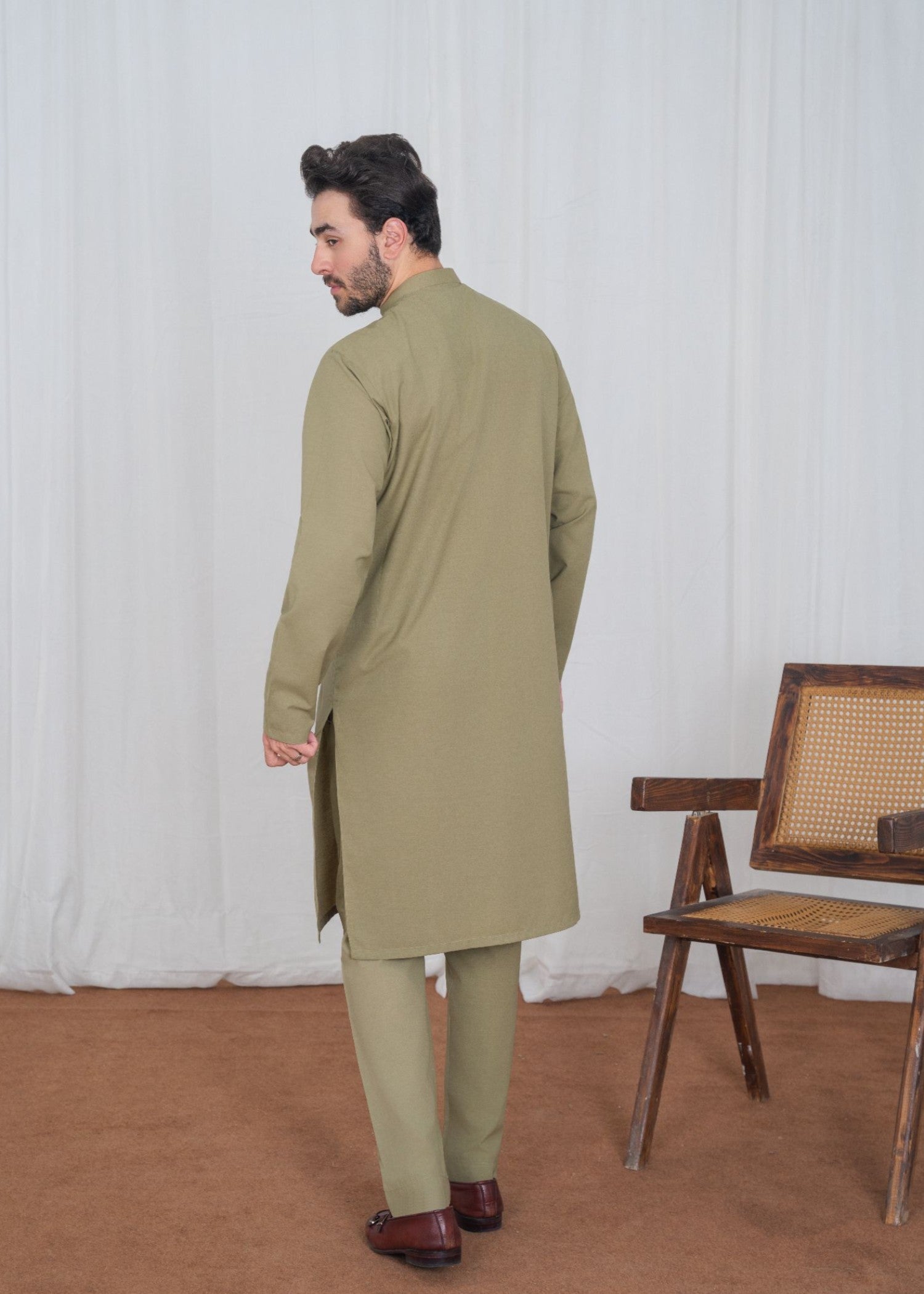 karandi Kurta Set in Pistachio green