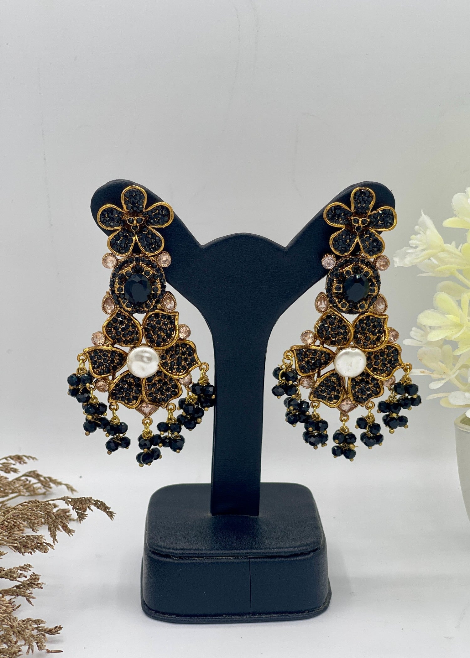 Earrings in Black Color by - Trendy Women Earrings FGO1850