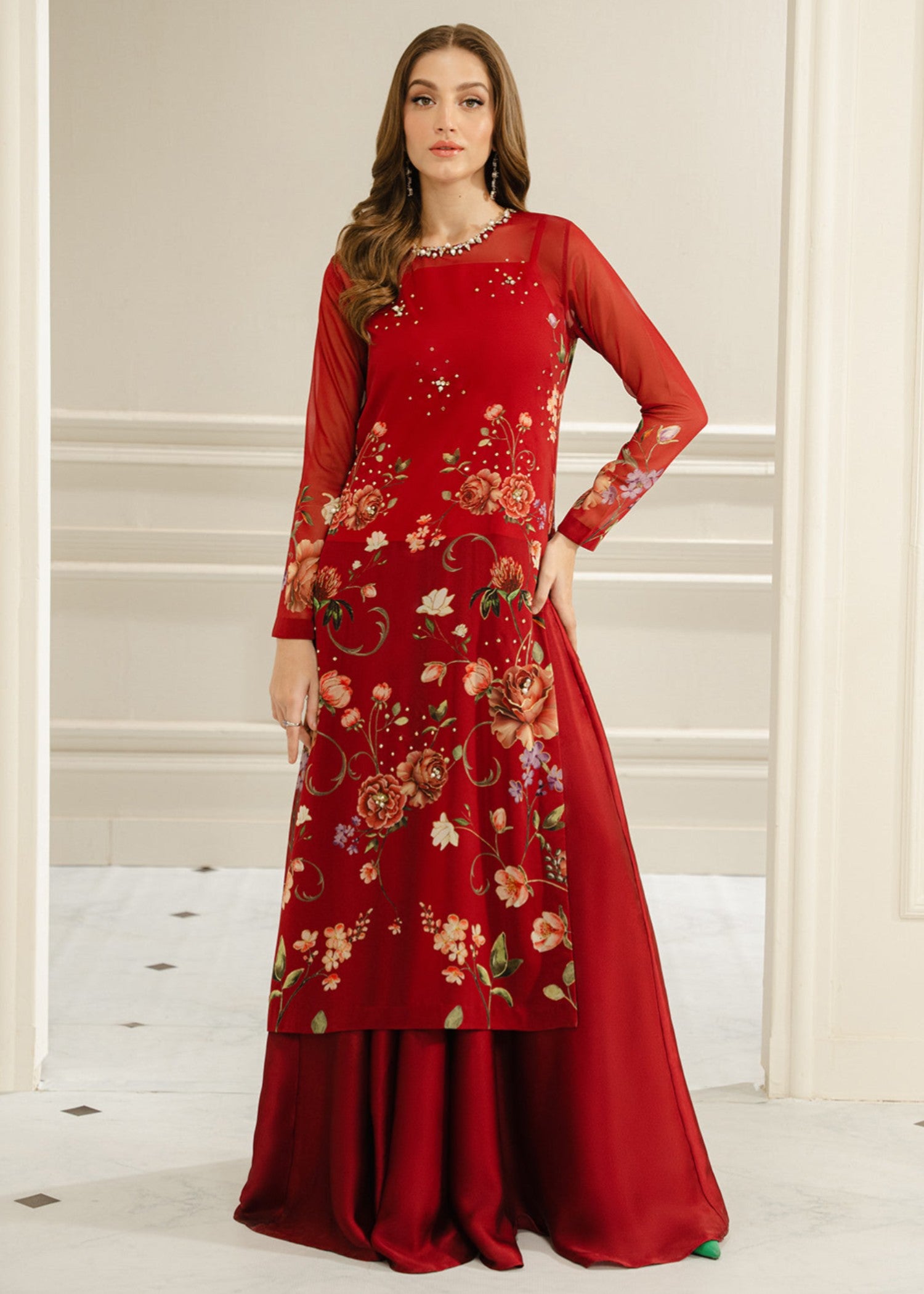 georgette chiffon Kurti in Red
