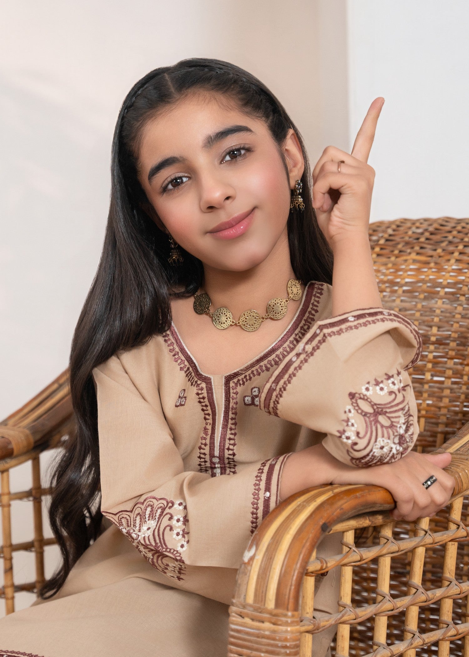 cotton Kurta Set in Sand brown