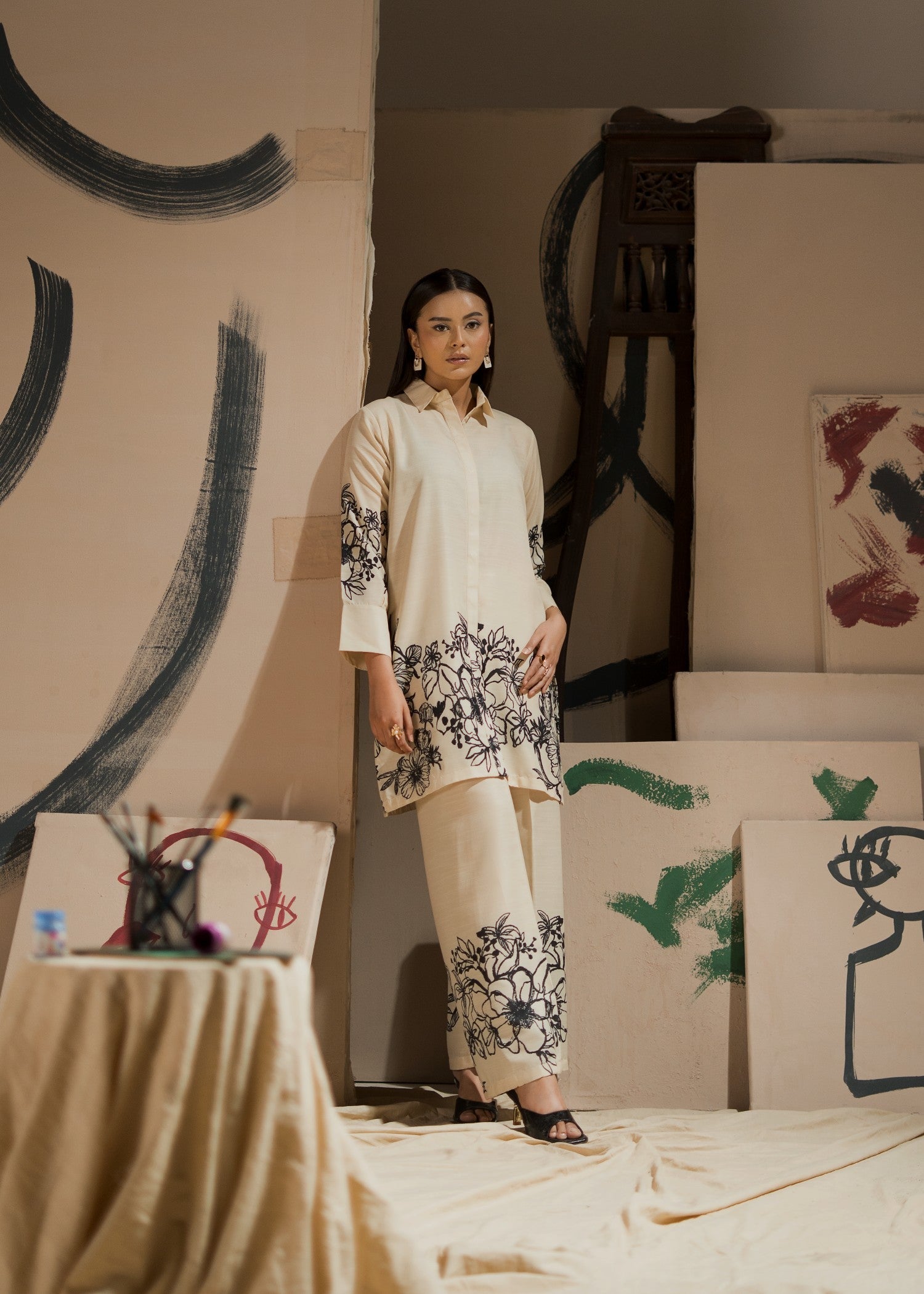 raw silk Co Ord Sets in Ivory